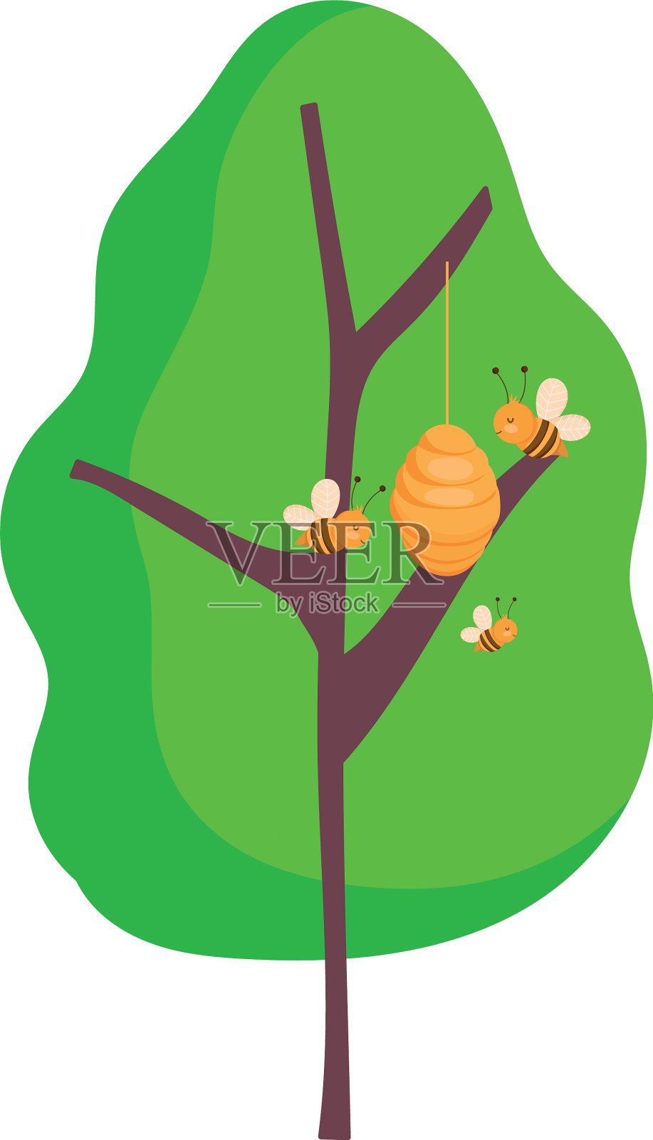 飞行的蜜蜂蜂巢蜂巢树农场设计设计元素图片