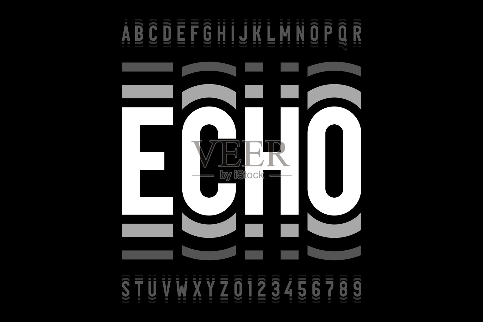 回声风格的字体插画图片素材