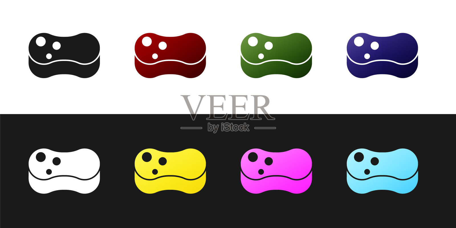 设置海绵图标隔离在黑白背景。一缕洗碗用的韧皮。清洁服务理念。矢量图插画图片素材