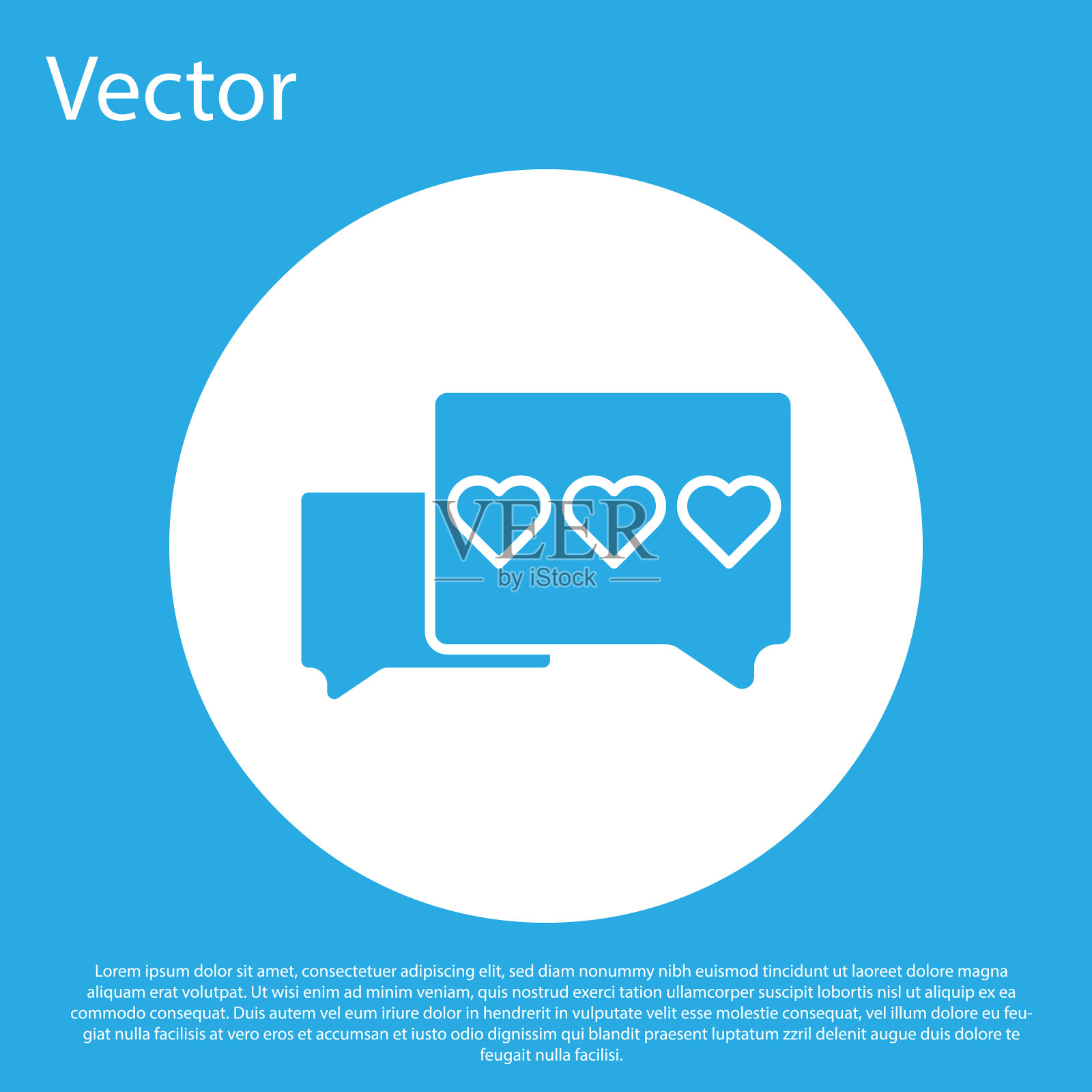 蓝色像和心脏图标孤立在蓝色插画图片素材