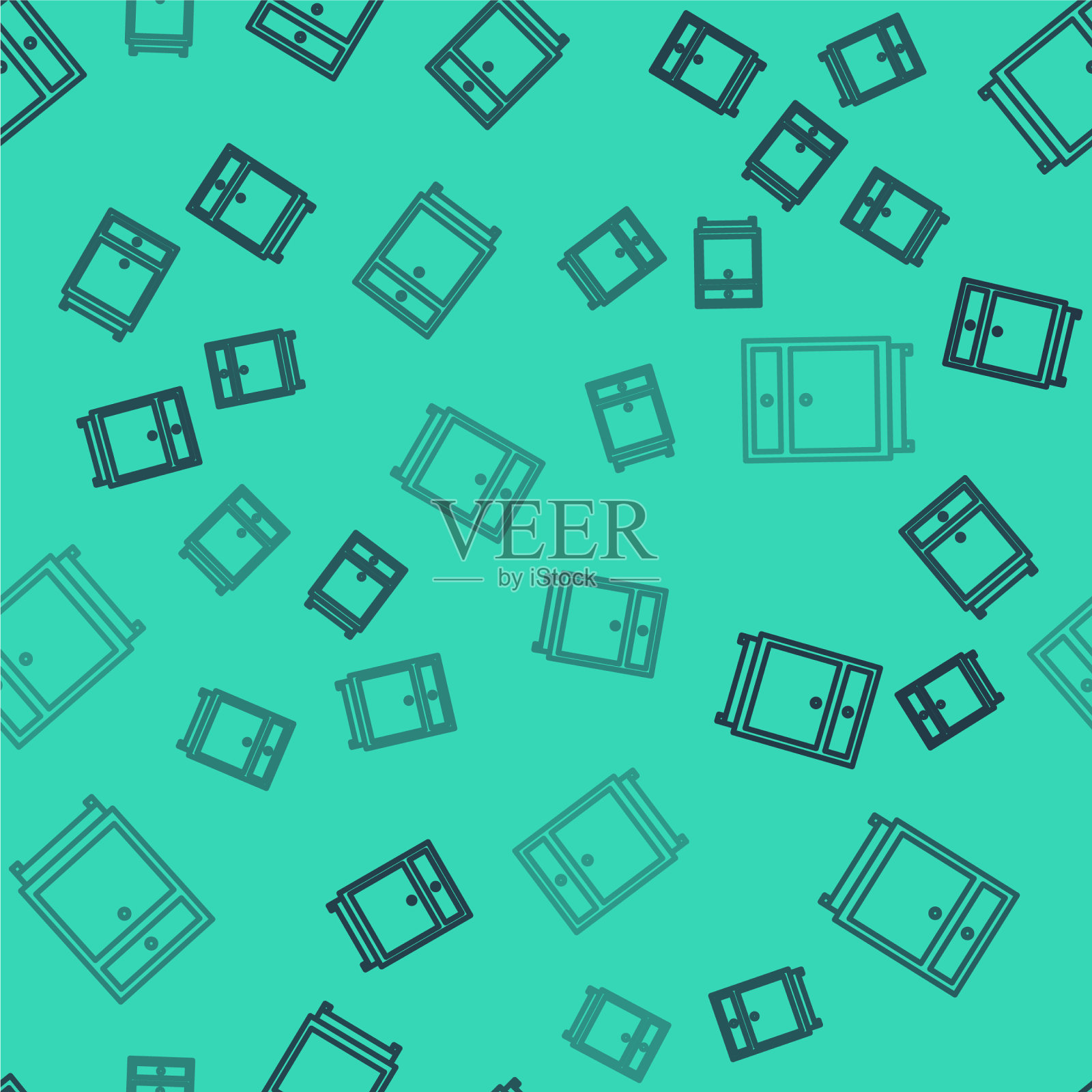 黑色线条家具床头柜图标孤立插画图片素材