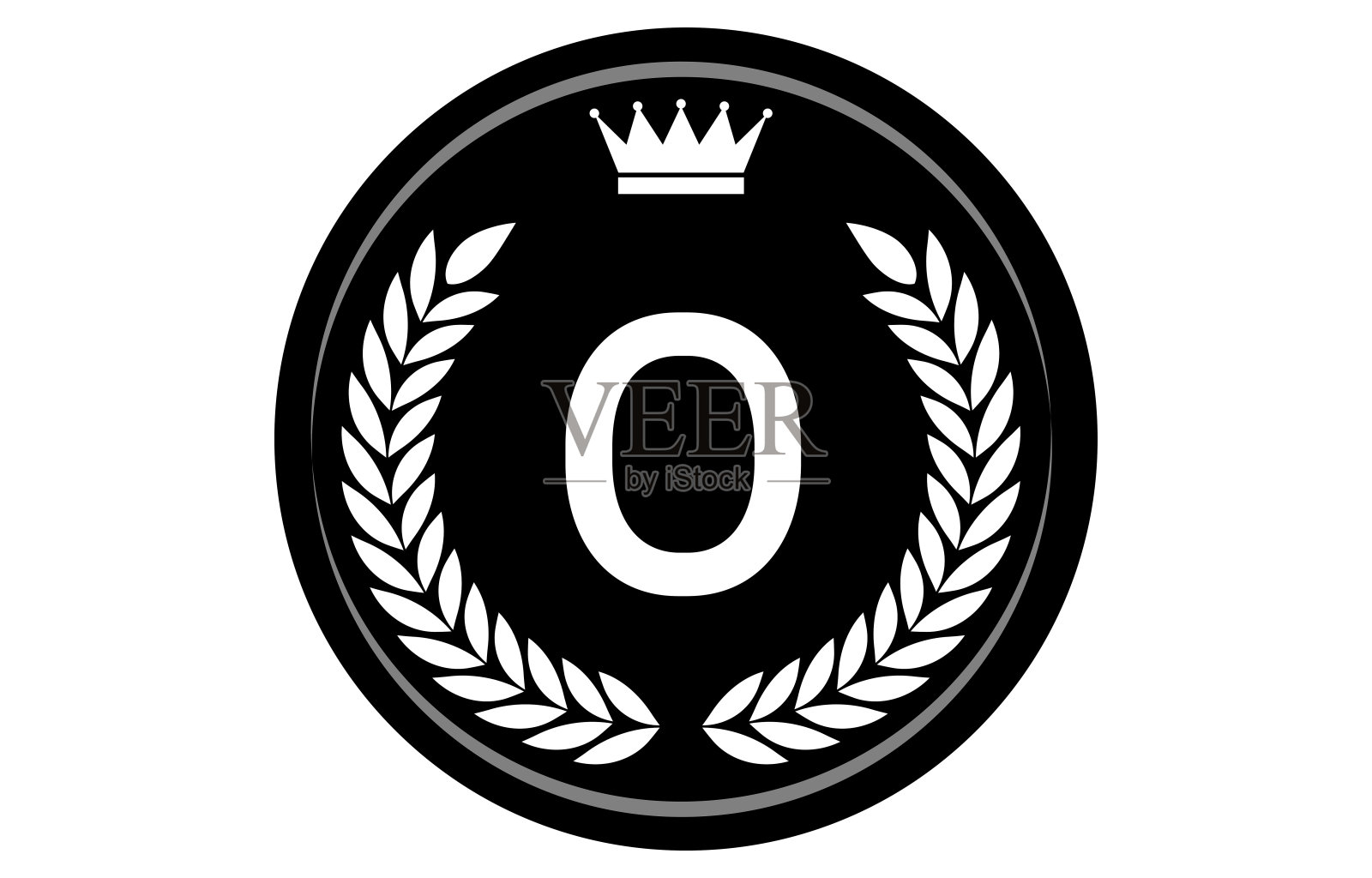 矢量插图单色字母奖章，O插画图片素材