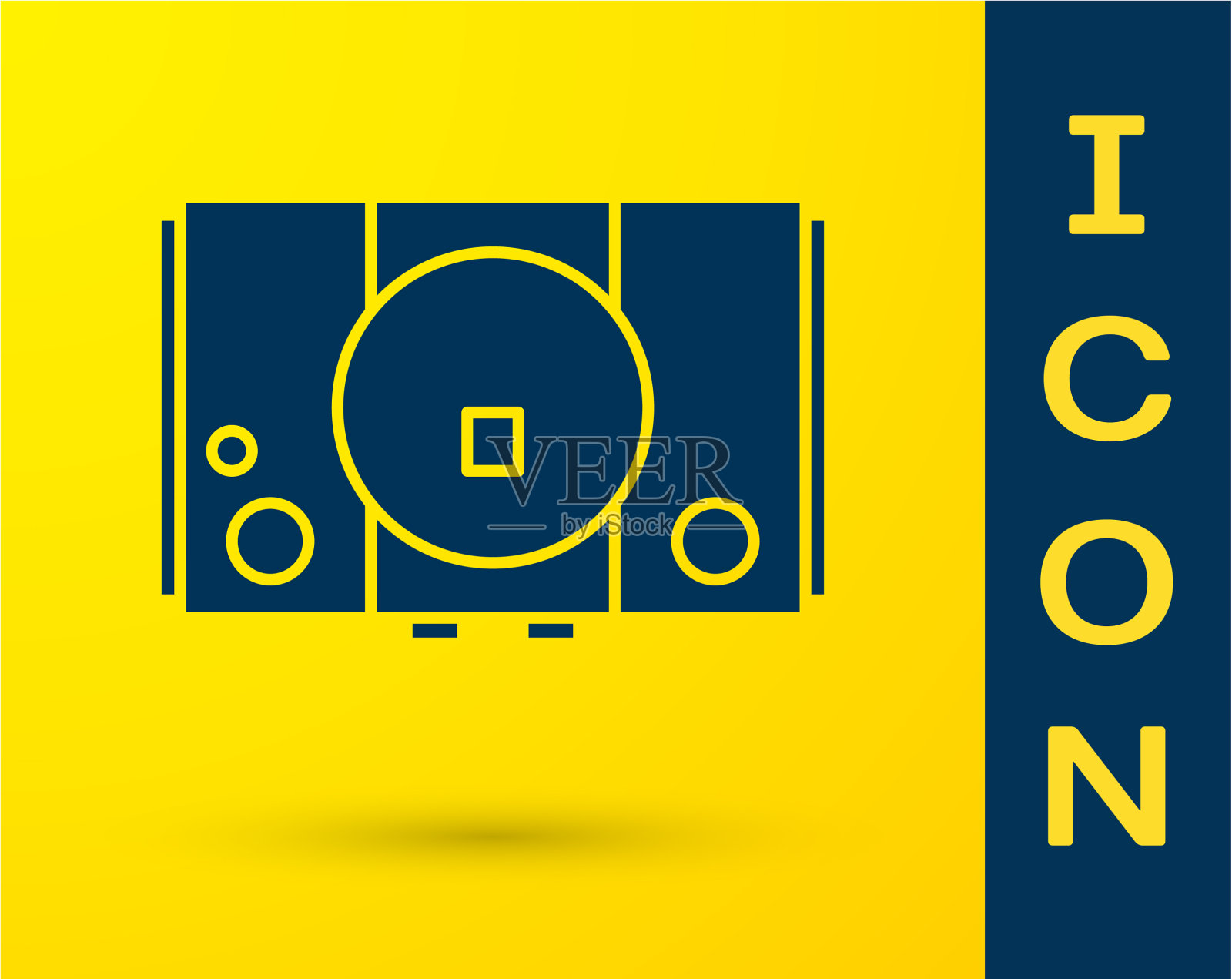 蓝色视频游戏机图标孤立在黄色上插画图片素材