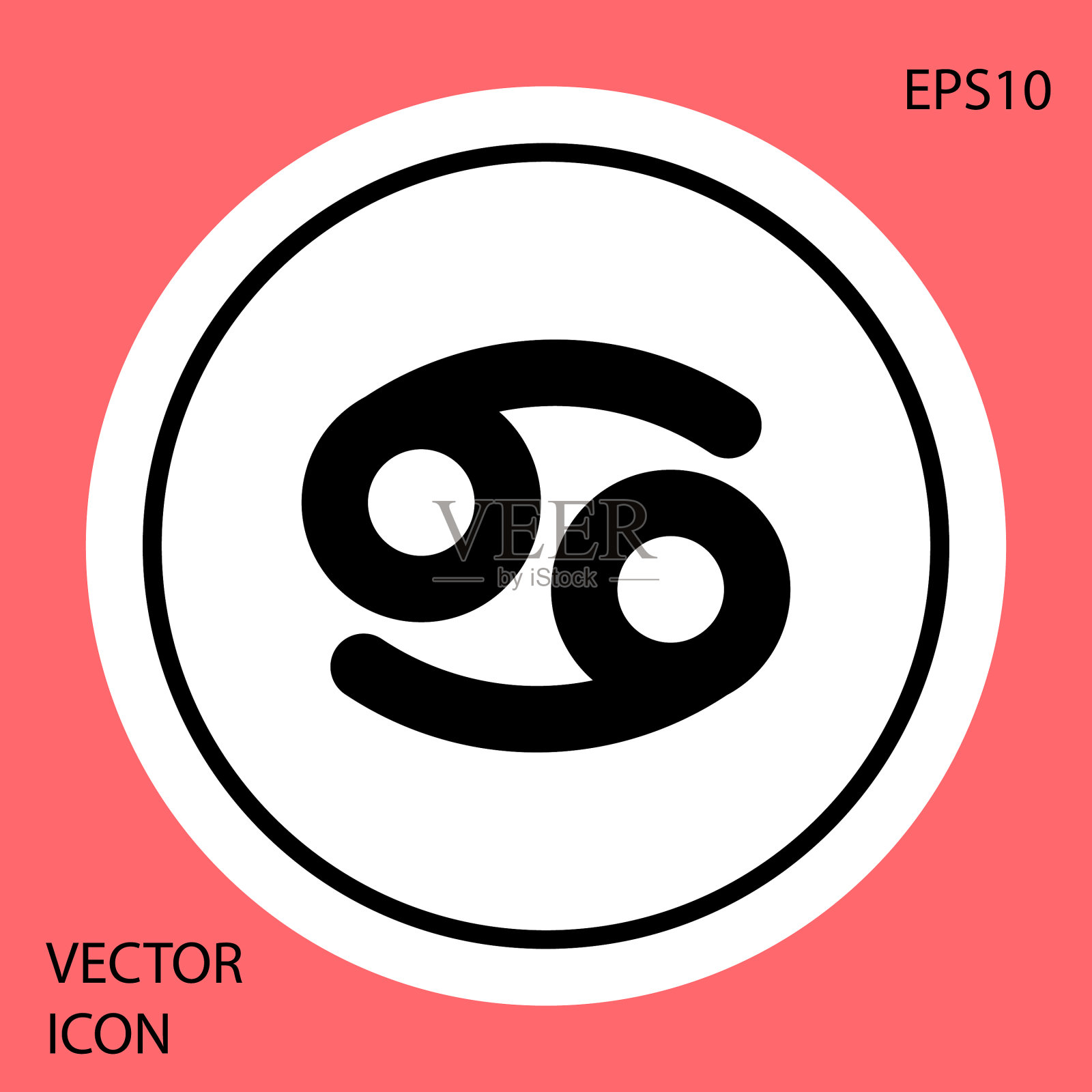 黑色巨蟹座星座图标孤立在红色图标素材