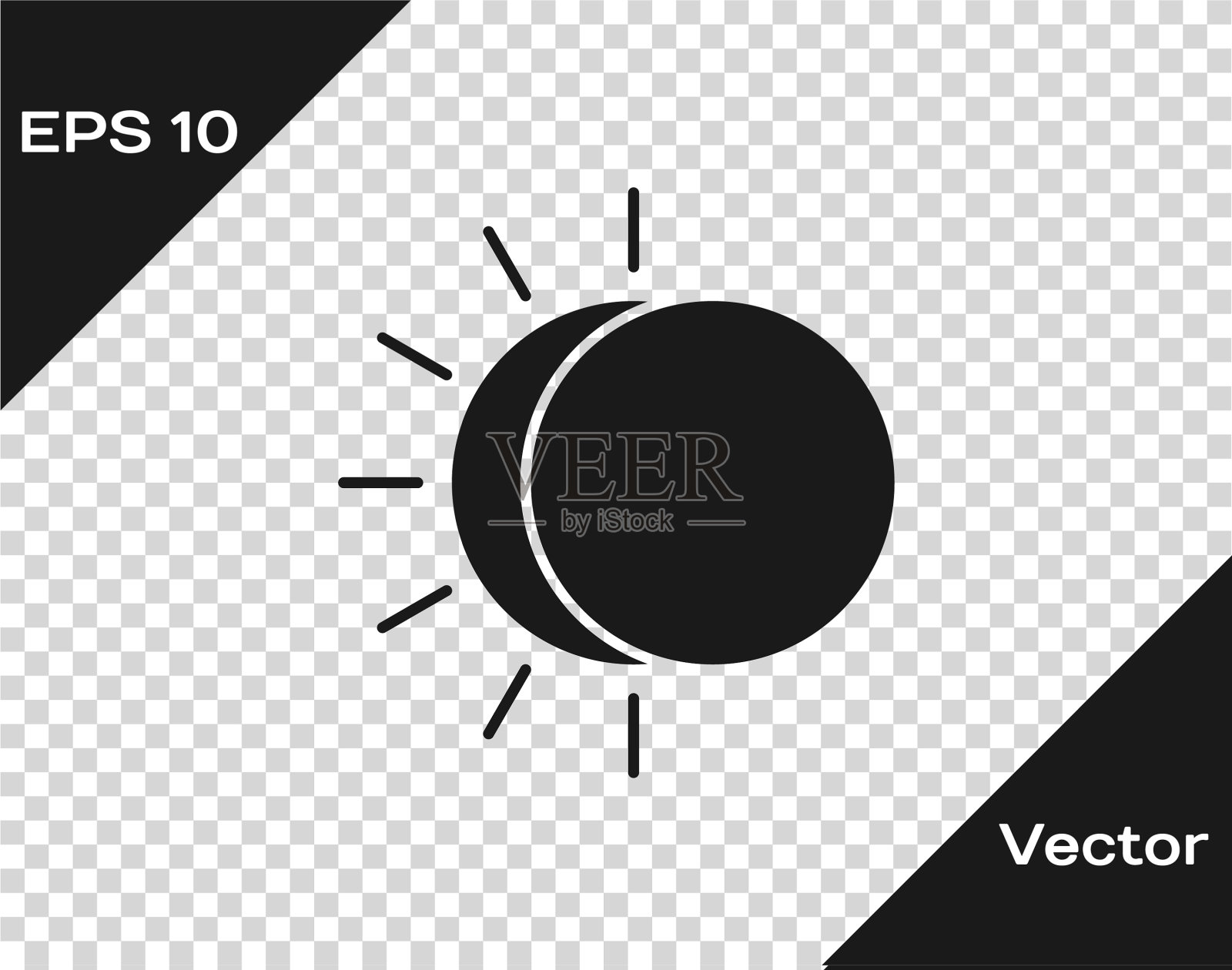 灰色日食太阳图标孤立插画图片素材