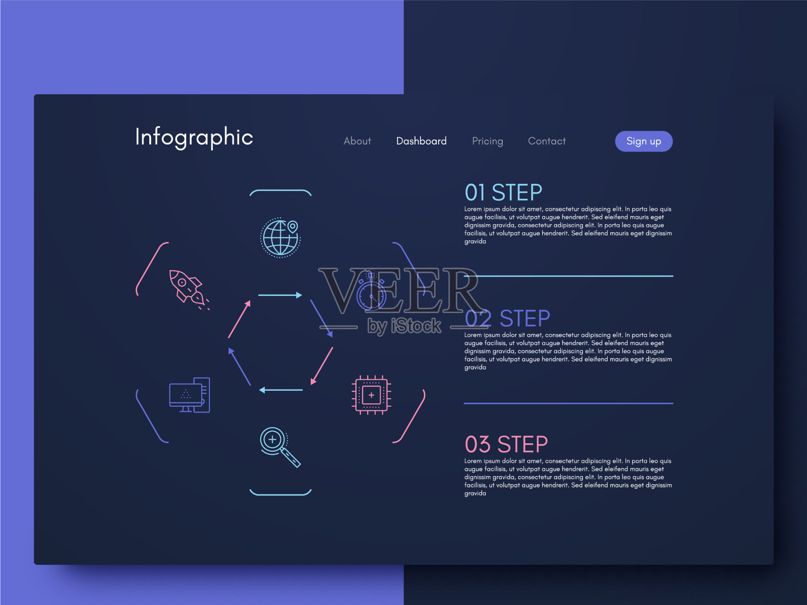 图形信息图形与六个选项模板插画图片素材