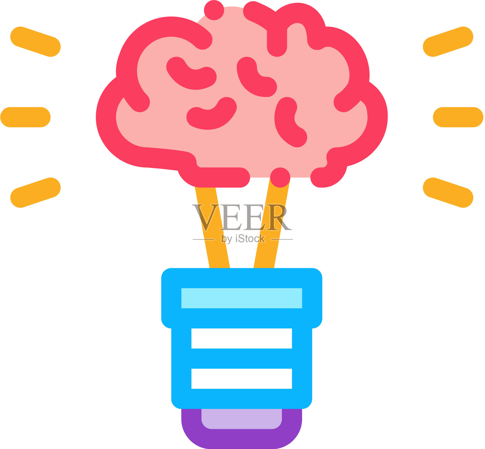 脑点子灯图标轮廓插画图片素材