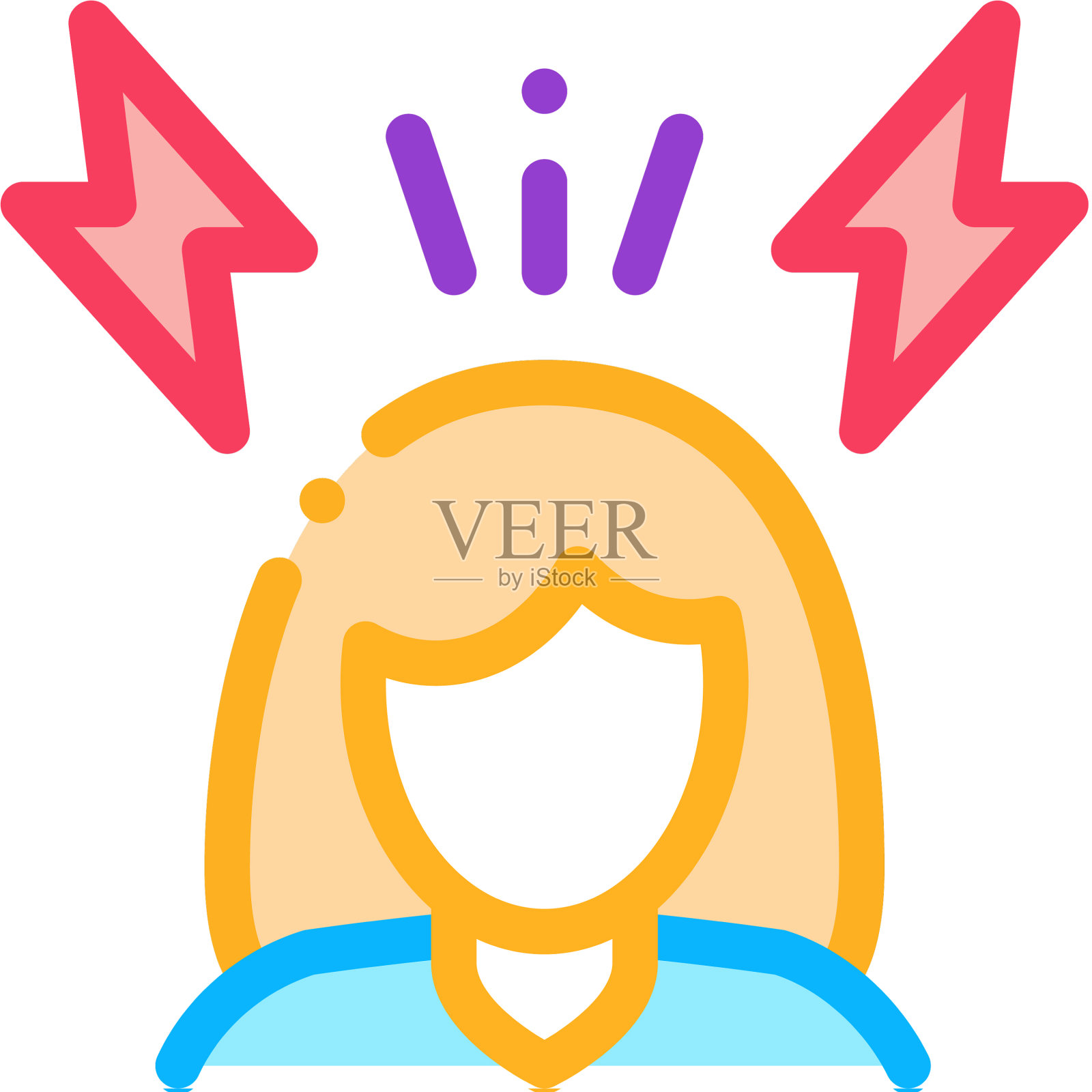 压力女性图标轮廓插画图片素材