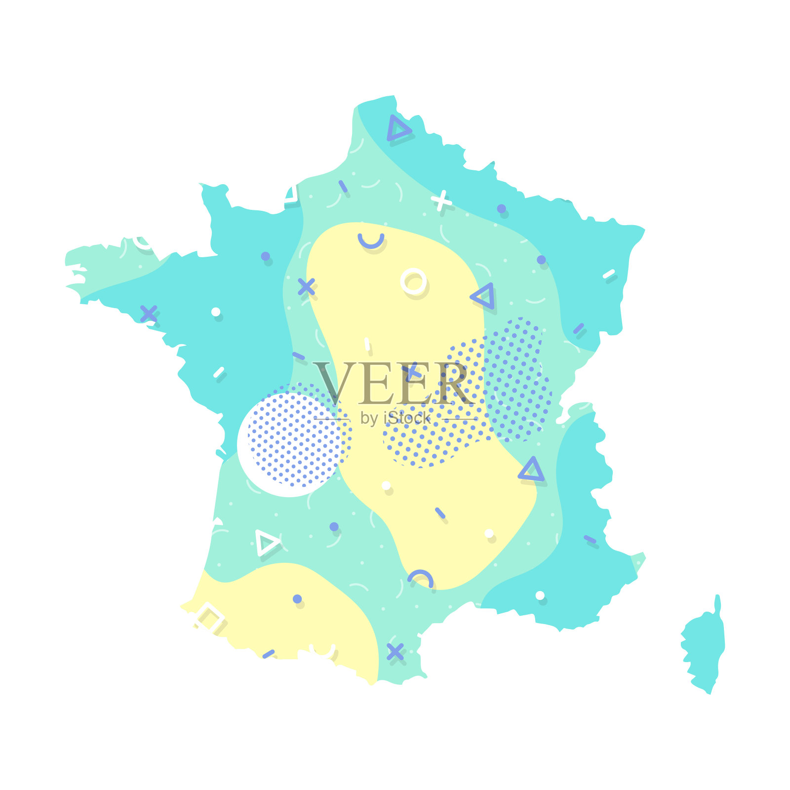 欧洲的法国国家，欧洲地图插图，矢量孤立在白色背景上插画图片素材