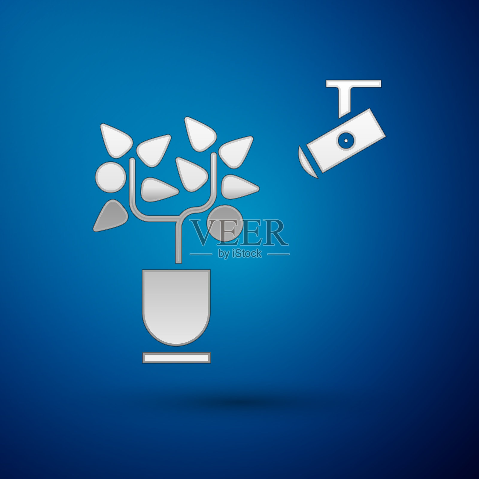 银色智能养殖技术——农场自动化插画图片素材