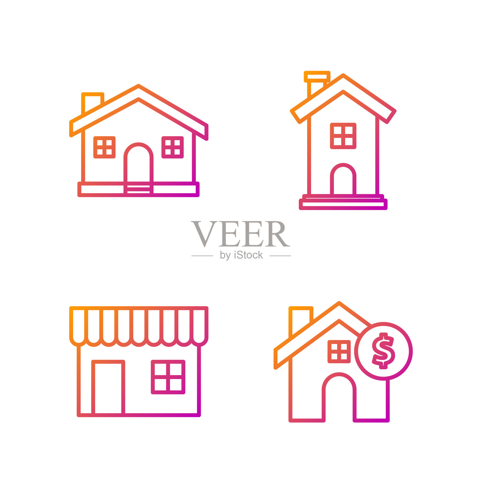 集线屋与美元符号购物图标素材