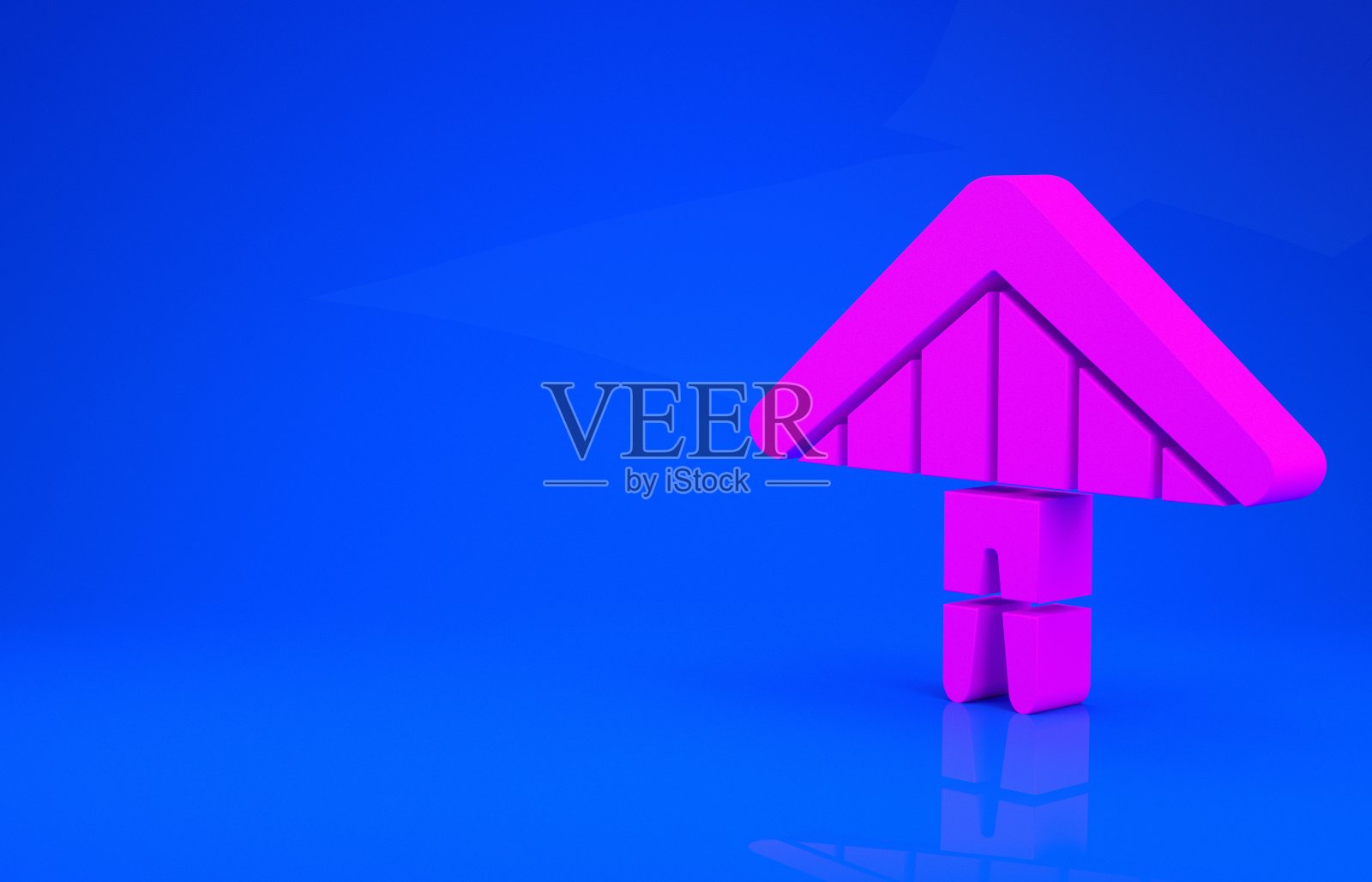 粉红色悬挂滑翔机图标孤立在蓝色背景。极限运动。极简主义的概念。3d渲染图照片摄影图片