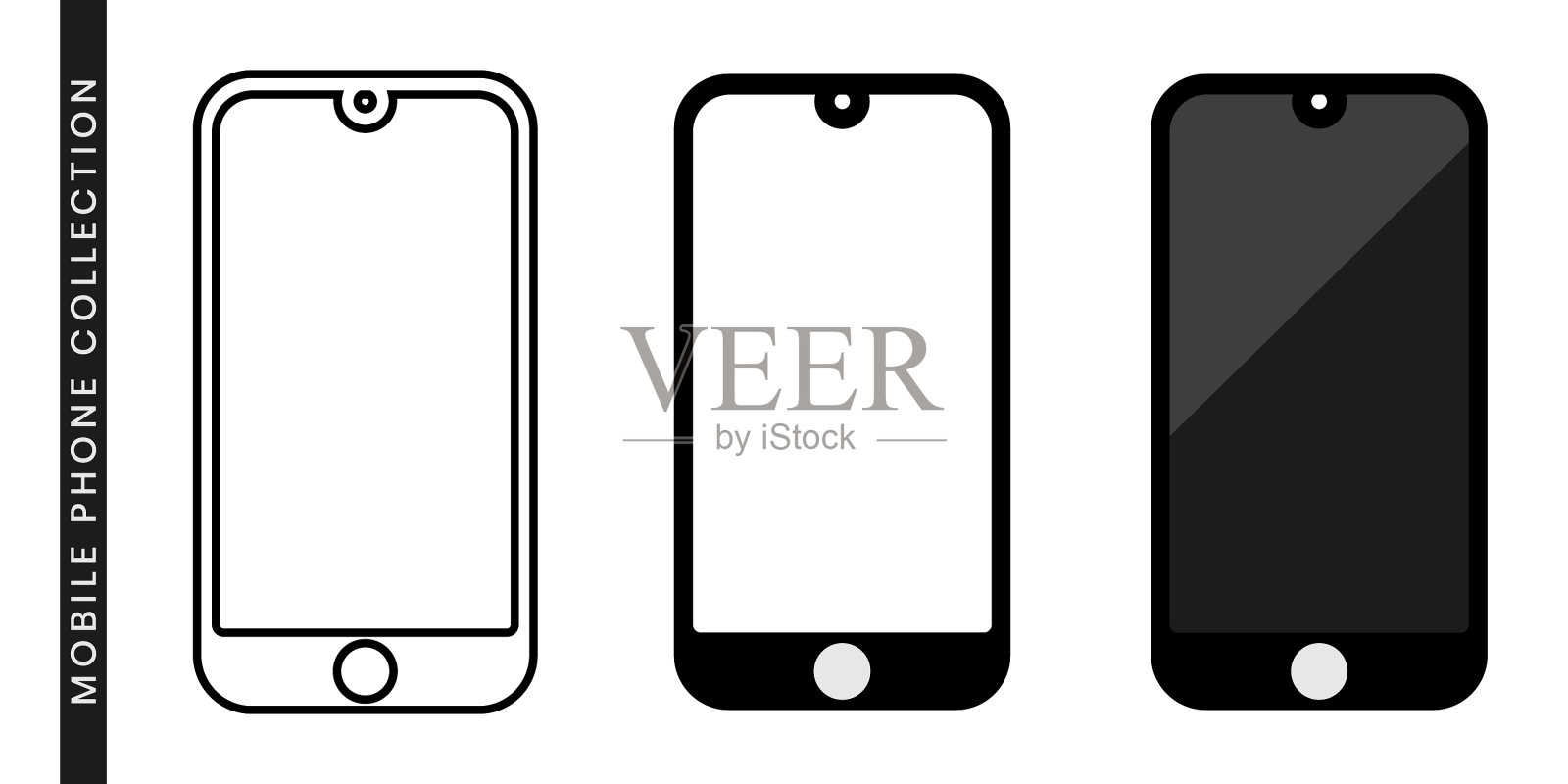 手机与一个空白屏幕和平面风格设计模板素材