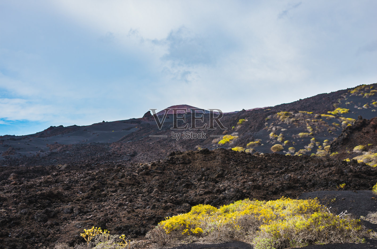 Malpaís(熔岩场)在Volcán de San Antonio火山脚下的景观拉帕尔马照片摄影图片