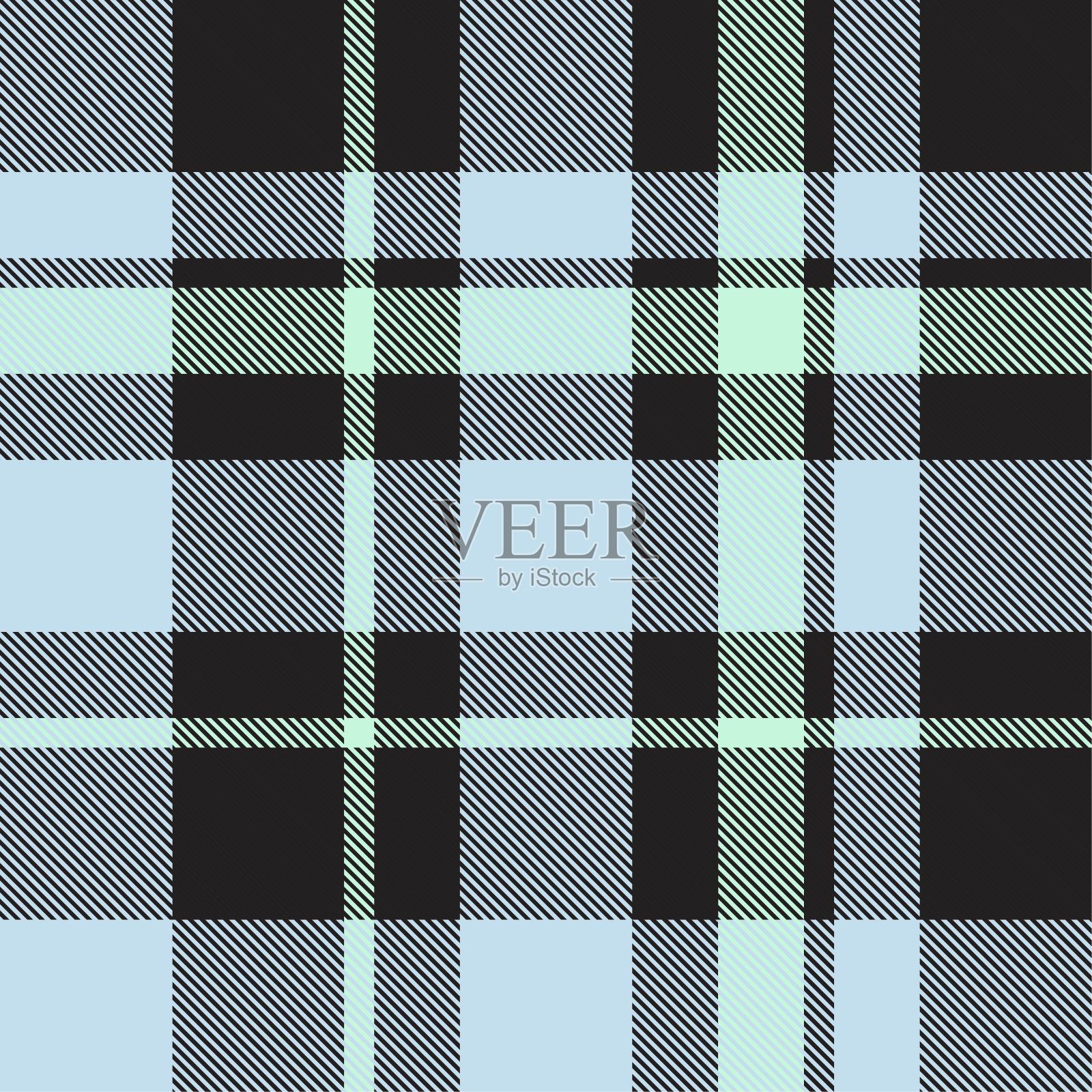 天蓝色格子呢格子无缝图案插画图片素材