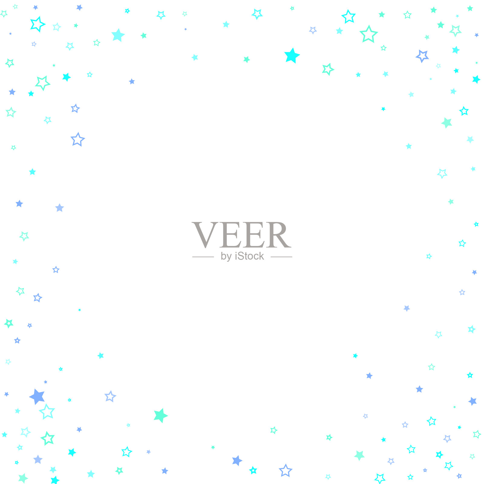 蓝色，青色，绿松石色，星星色，五彩纸屑插画图片素材