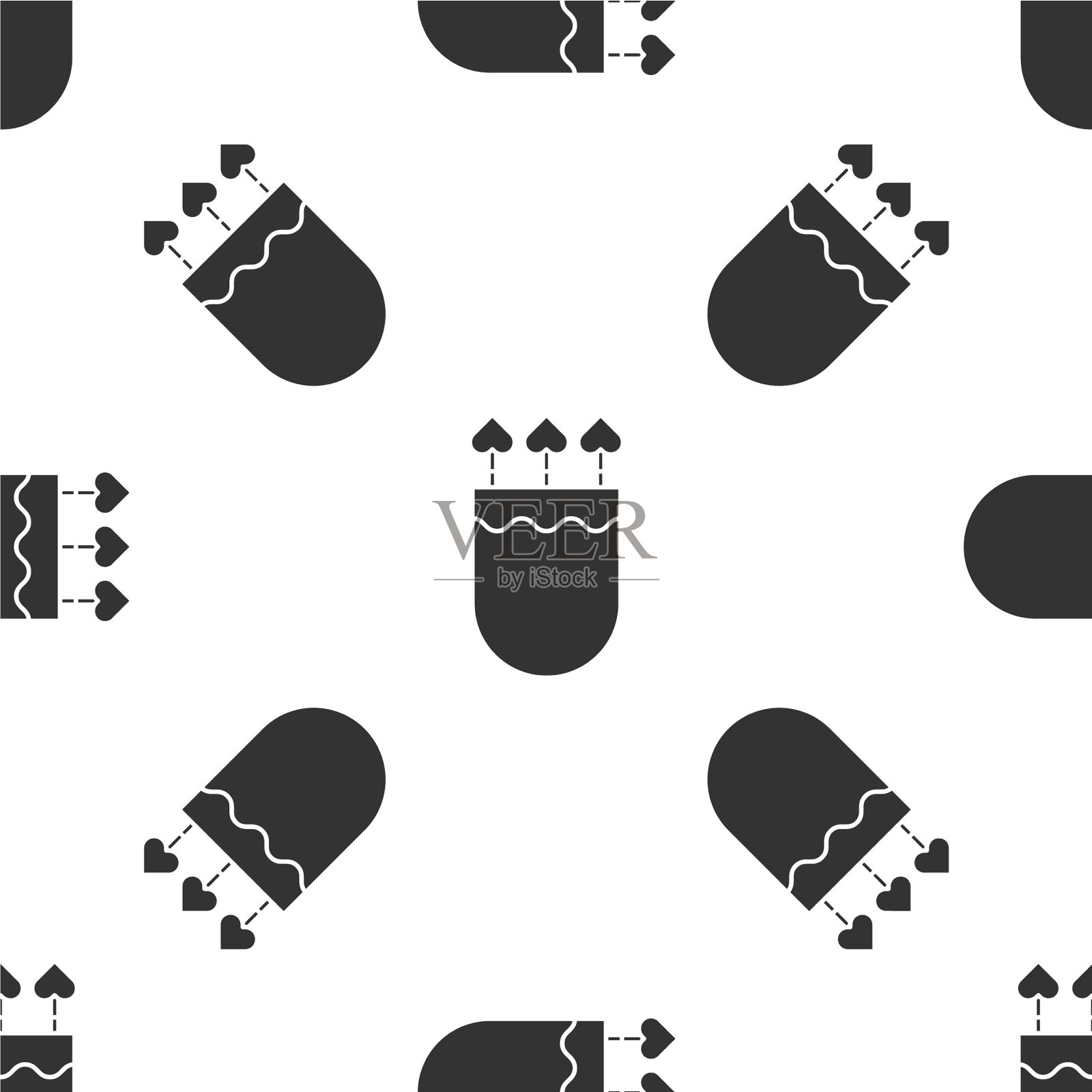 灰色箭筒和带有心脏图标的箭孤立插画图片素材