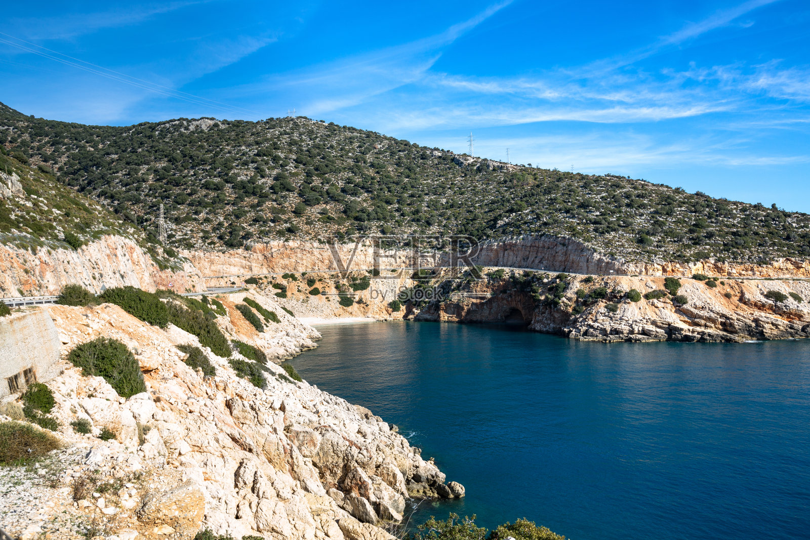沿地中海的蜿蜒山路。德姆雷腓尼基路(路)。火鸡照片摄影图片
