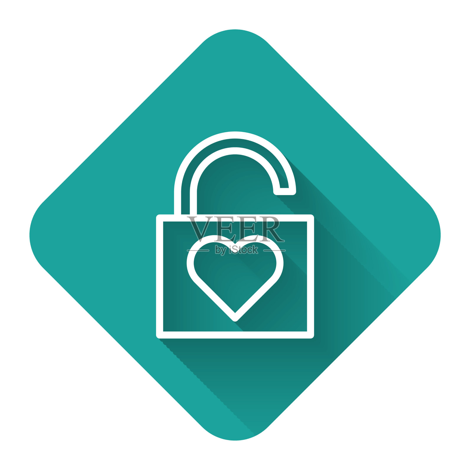 白线锁与心标隔离用长插画图片素材