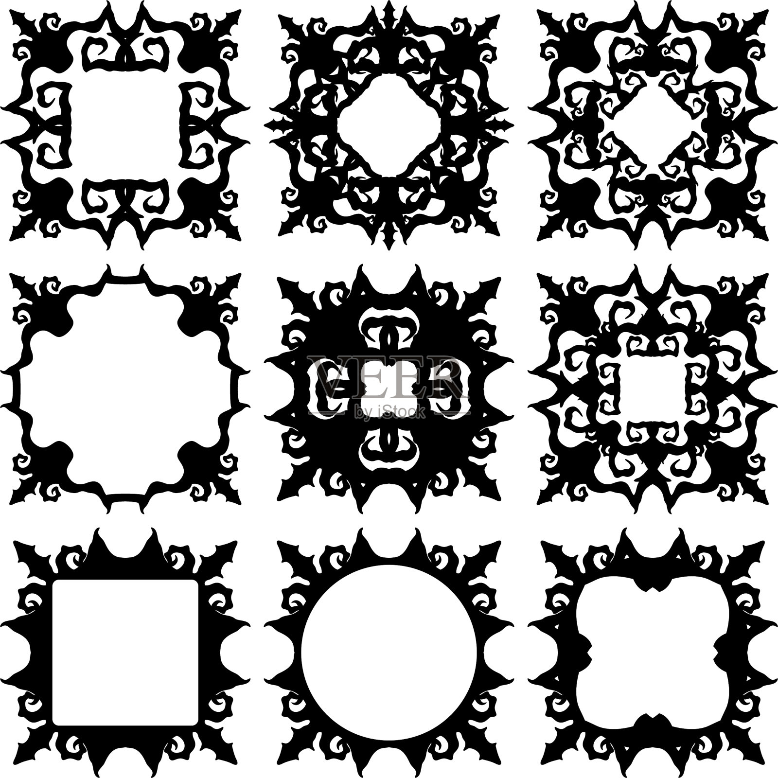 方形装饰元素或框架集插画图片素材