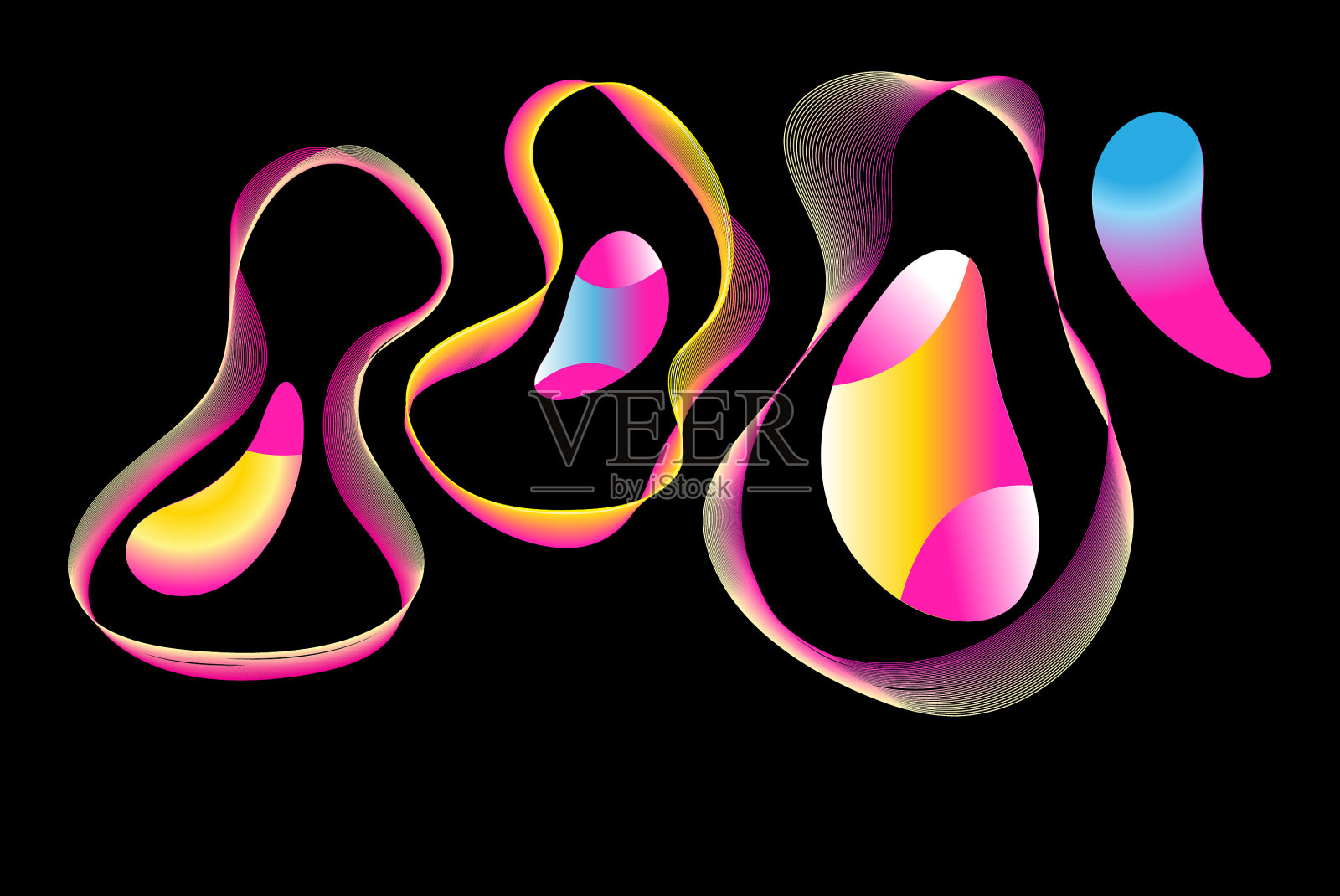 不同的波浪有不同的抽象形状插画图片素材