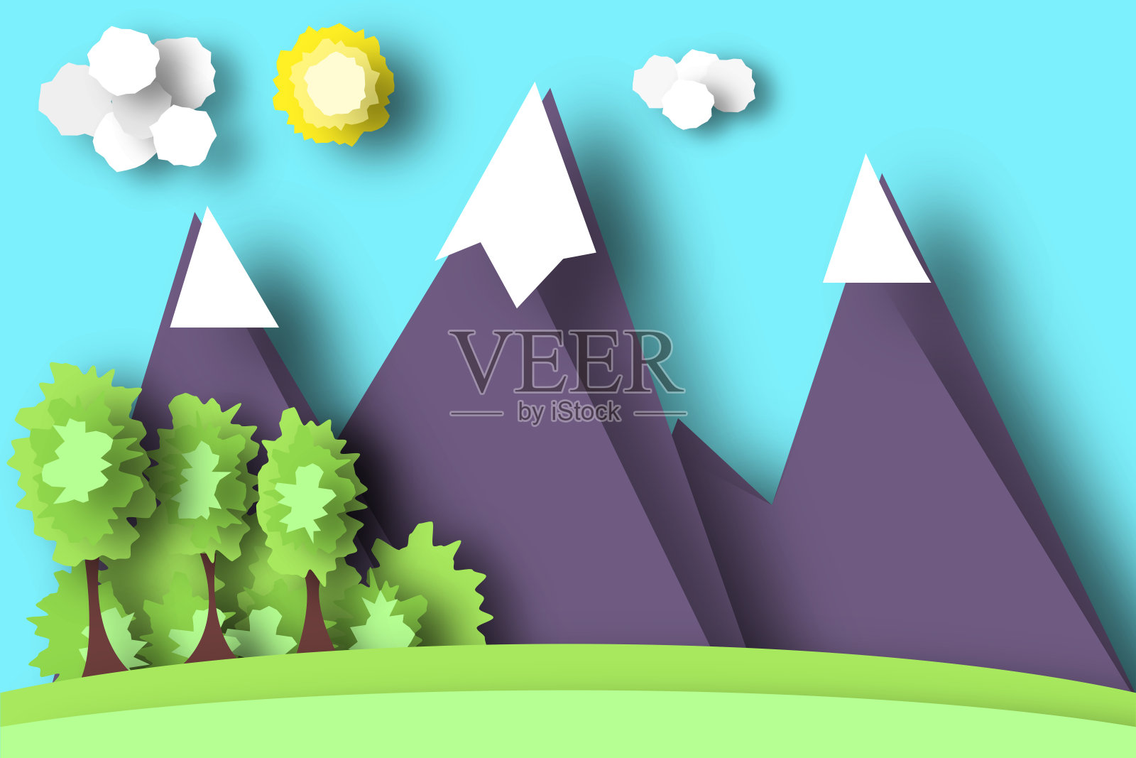 山景纸世界。插画图片素材