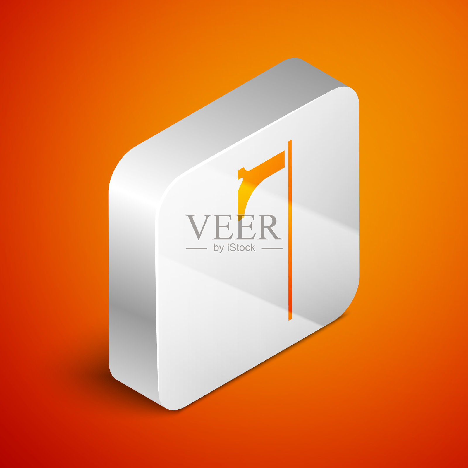 等距中世纪斧头图标孤立在橙色上图标素材