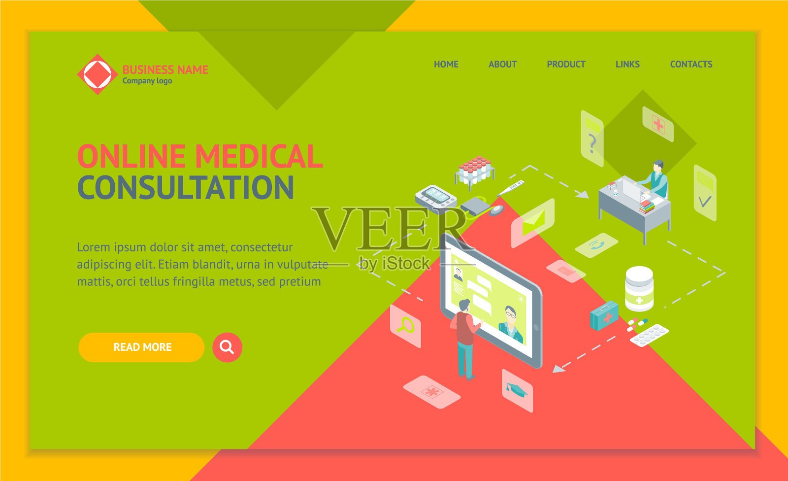 在线医疗咨询概念登陆网站插画图片素材