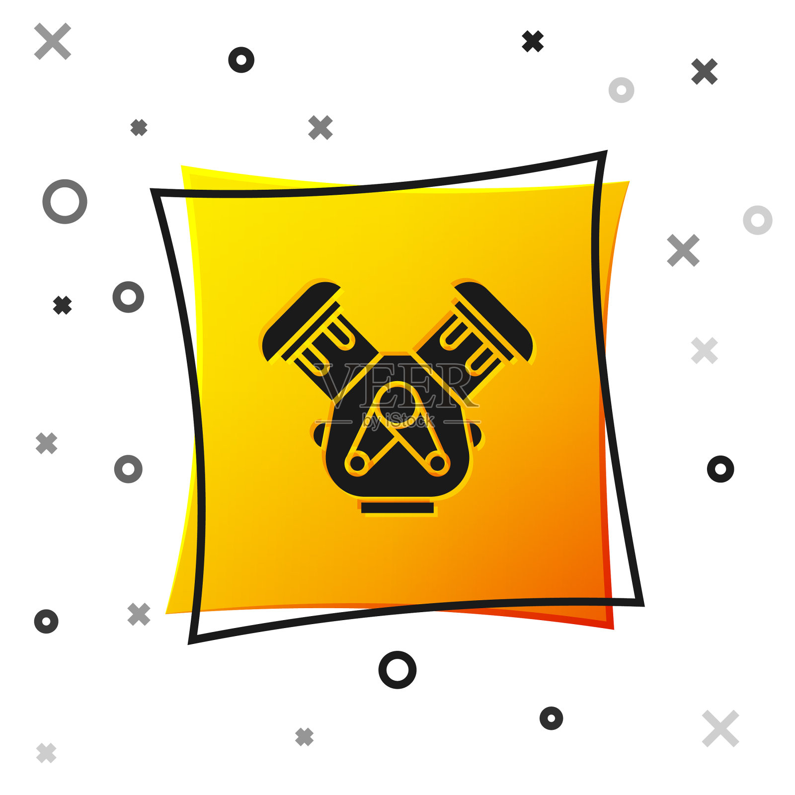 黑色汽车引擎图标孤立在白色背景图标素材