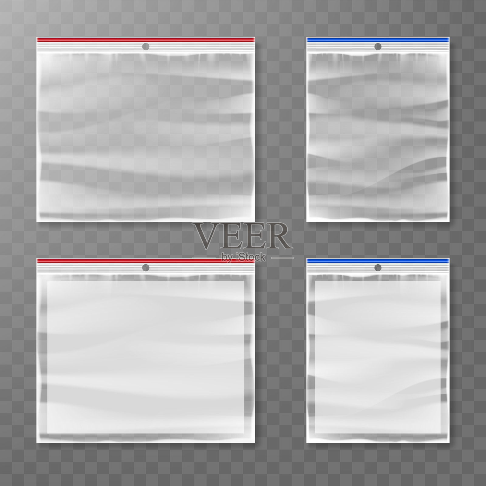 设置各种封闭空透明塑料插画图片素材