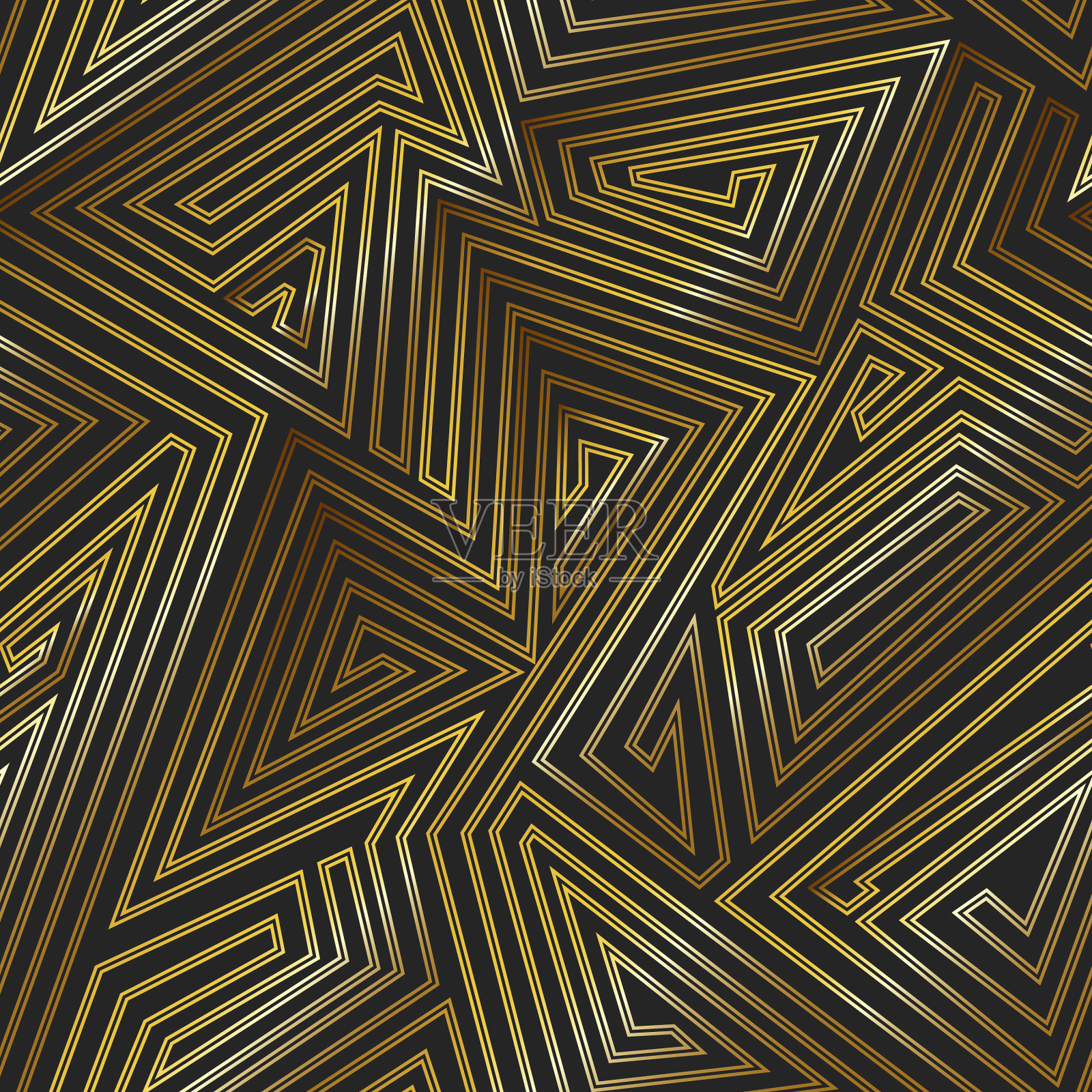 金色迷宫无缝图案插画图片素材