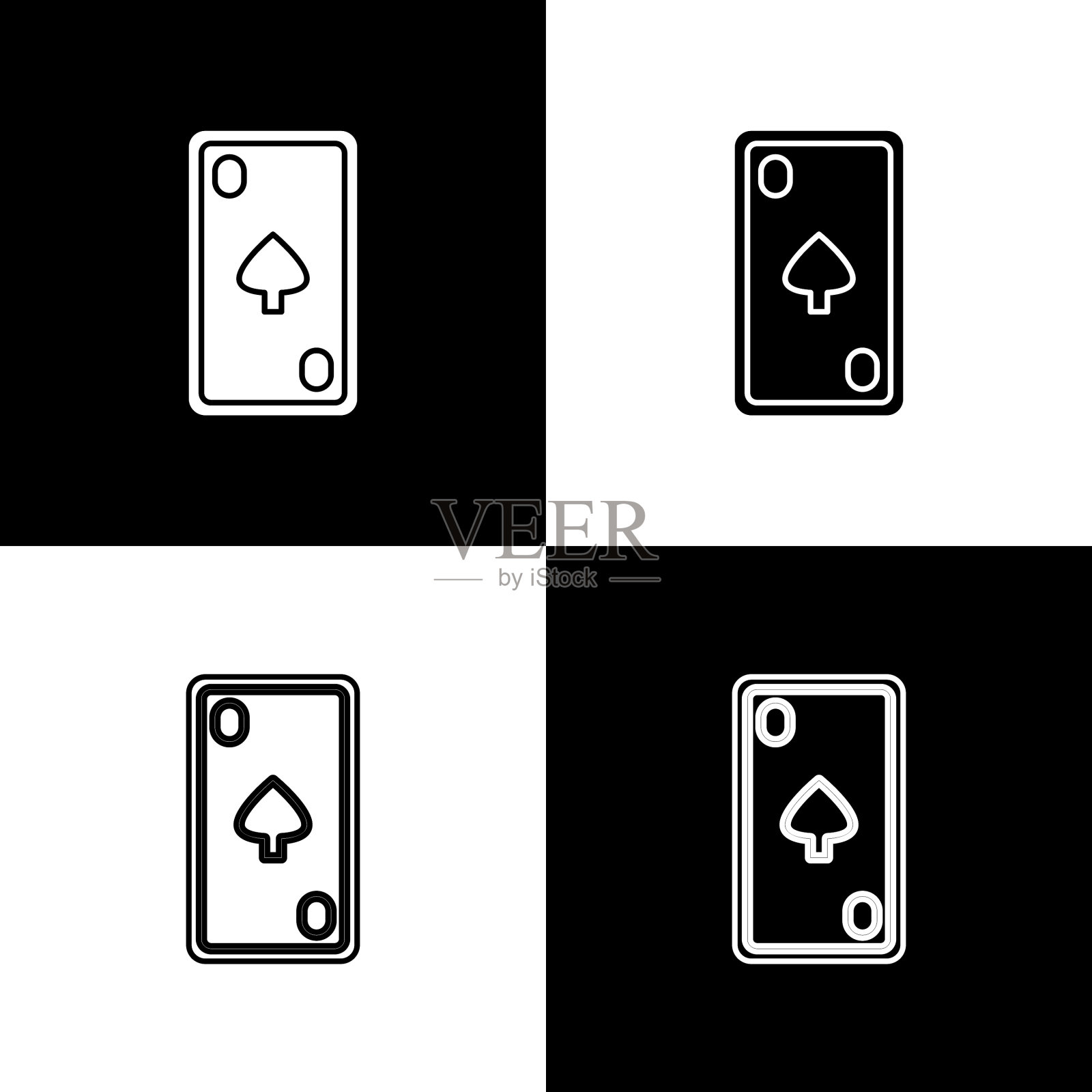 设置扑克牌与钻石符号图标插画图片素材