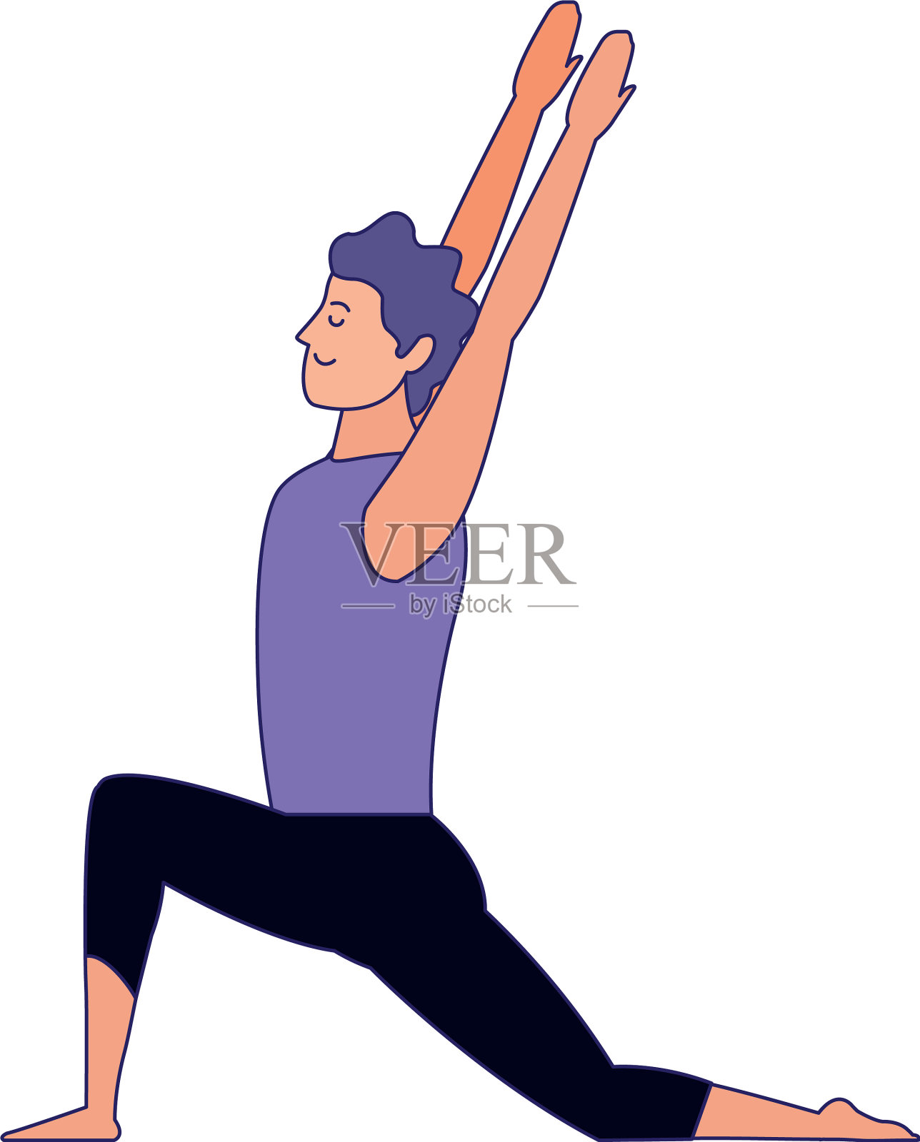 快乐的人做瑜伽图标多彩的设计插画图片素材