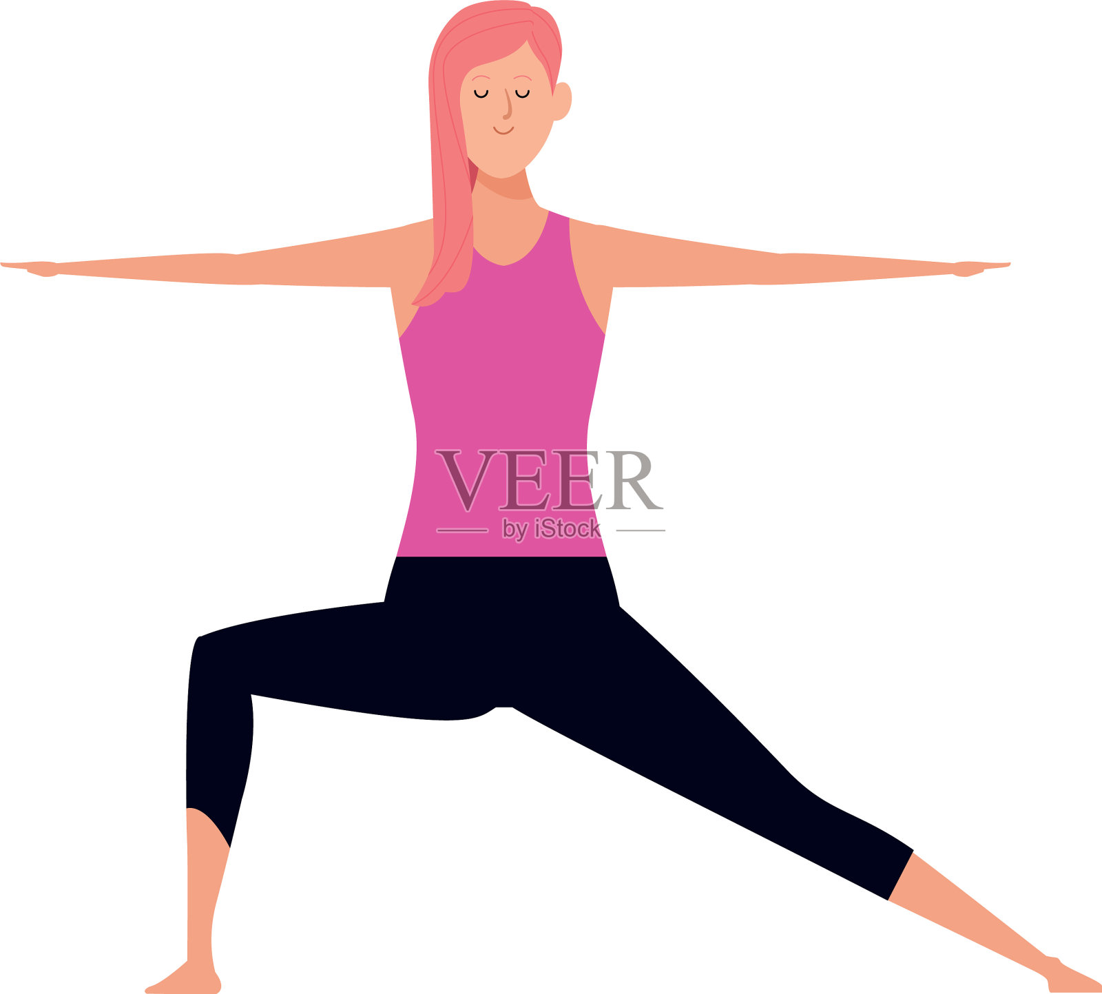 卡通女孩做瑜伽图标插画图片素材