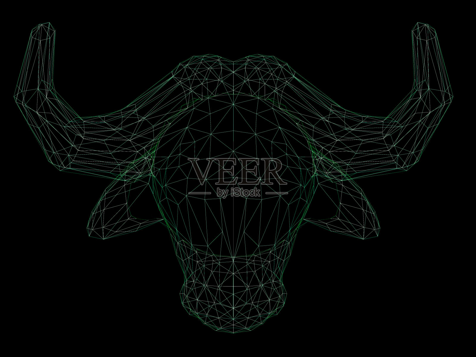 线框多边形水牛照片摄影图片