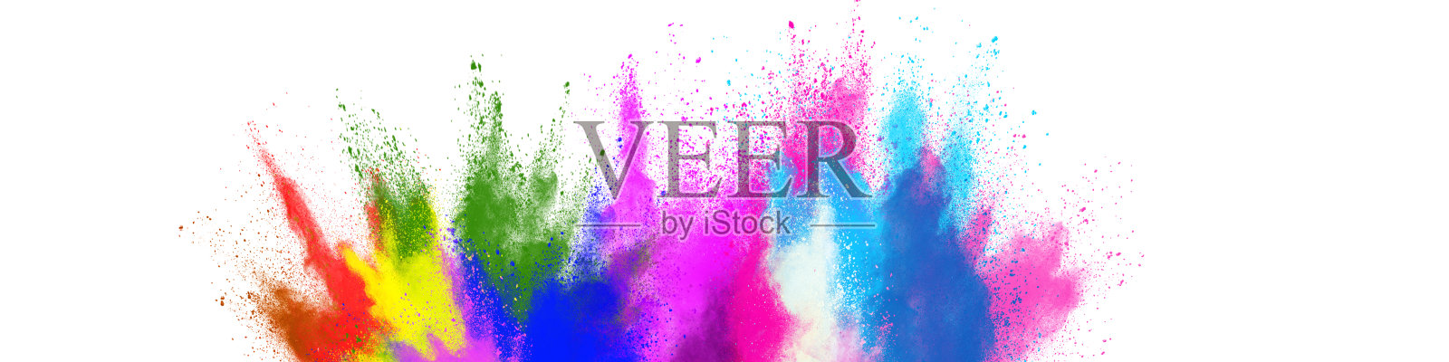 彩色粉末在白色背景上爆炸的定格动画，洒红节，印度洒红节照片摄影图片