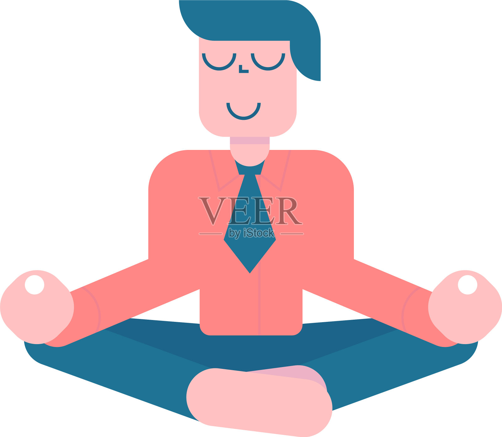 办公室冥想商人坐在瑜伽设计元素图片