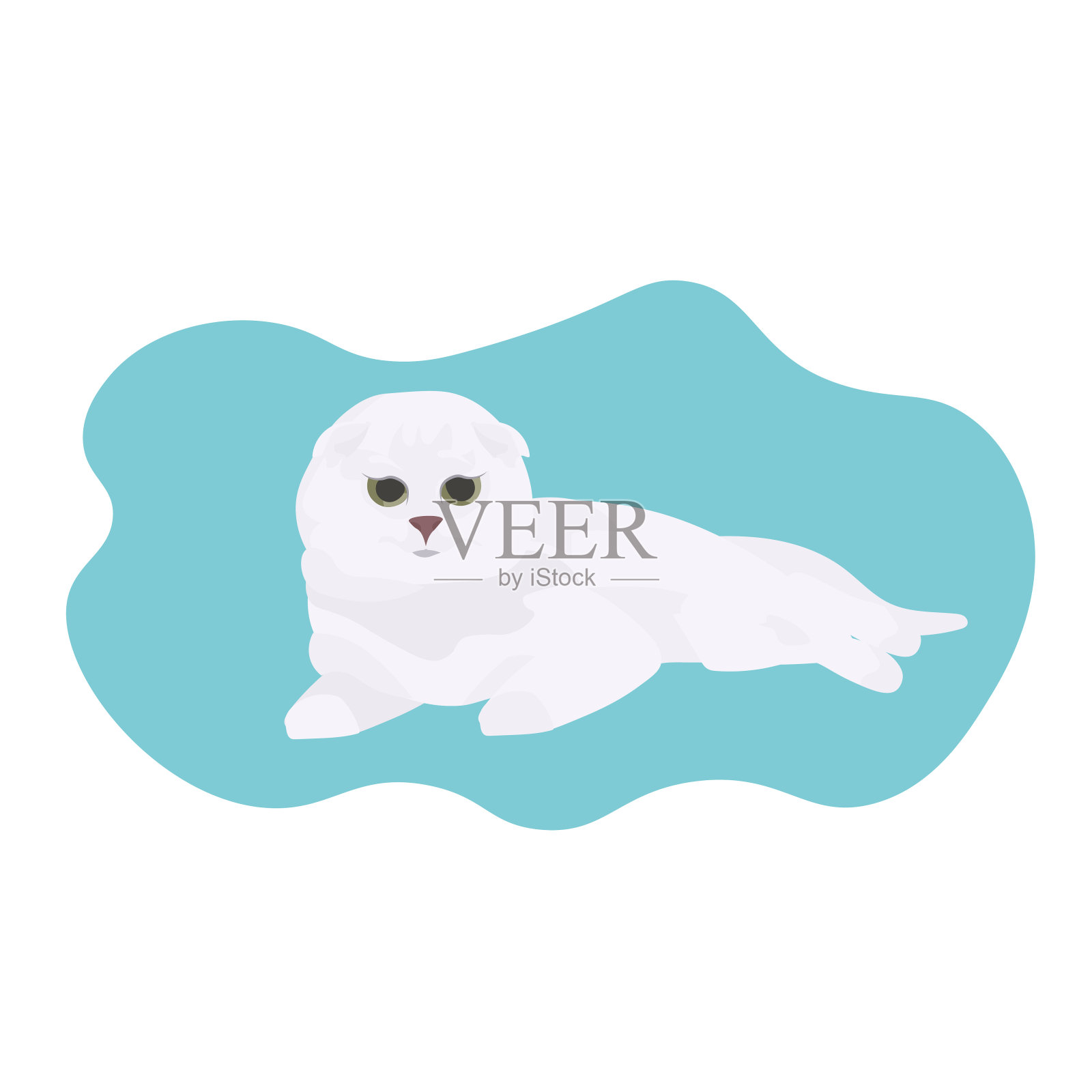 可爱的白猫睡觉家宠物放松在地板上插画图片素材