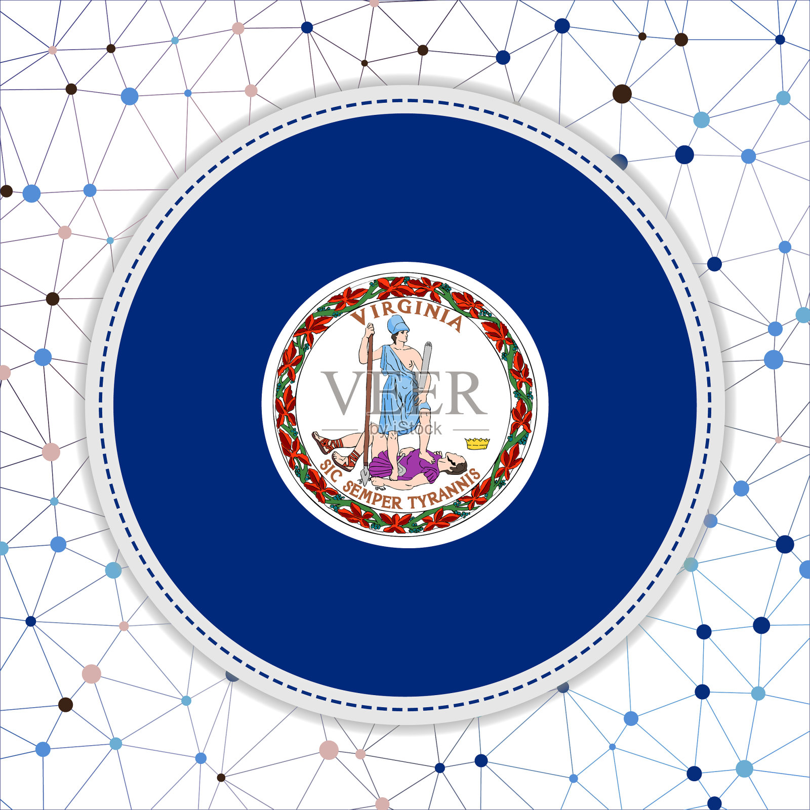 有网络背景的弗吉尼亚旗。插画图片素材