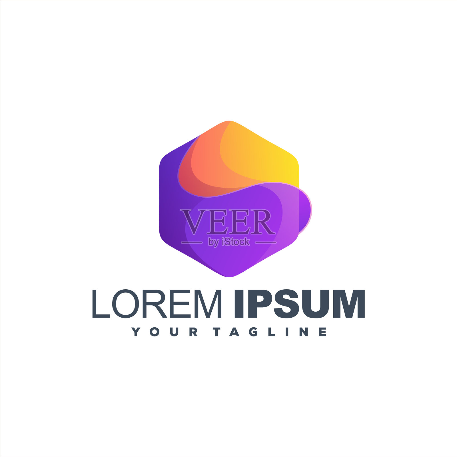 令人敬畏的六边形渐变标志设计图标素材