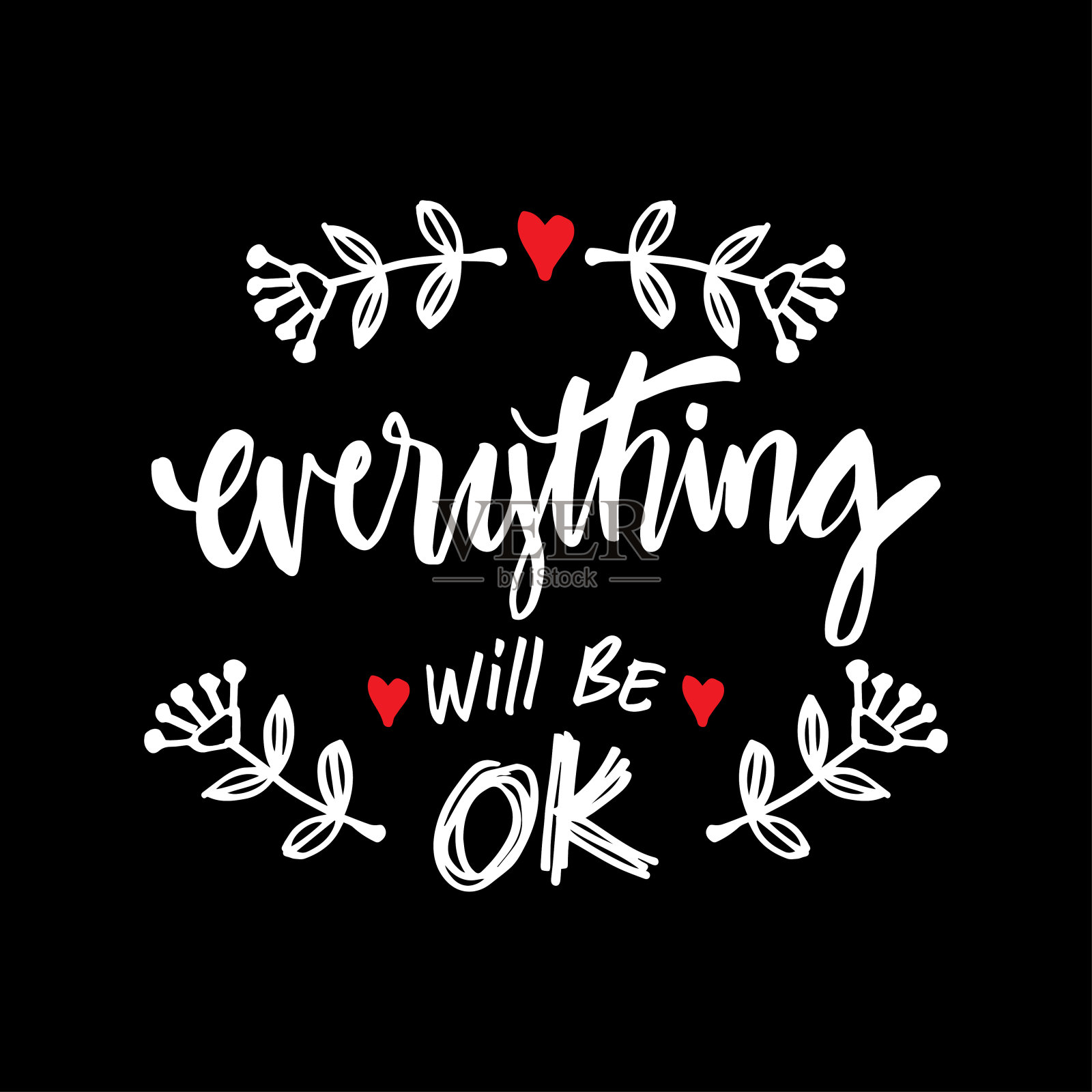 一切都会好的。励志名言。插画图片素材