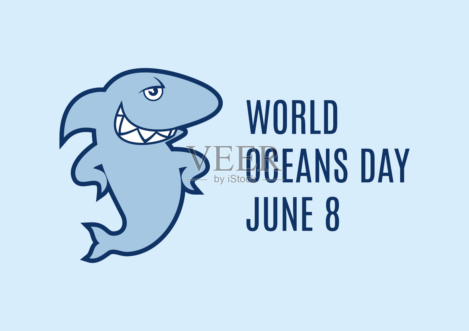 世界海洋日与鲨鱼载体插画图片素材