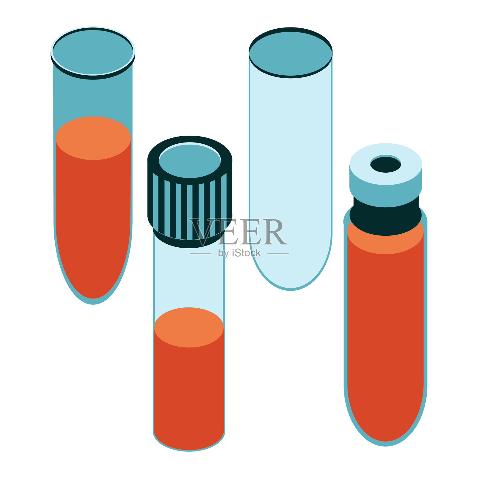 试管等距图标。插画图片素材