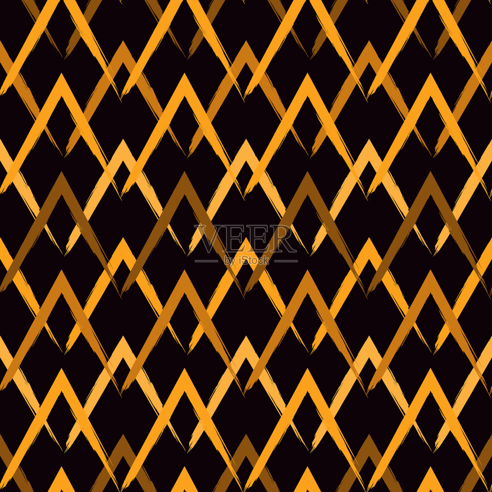 笔触无缝图案。徒手水平之字形条纹。重复的人字形线背景。枯燥乏味的几何插画图片素材