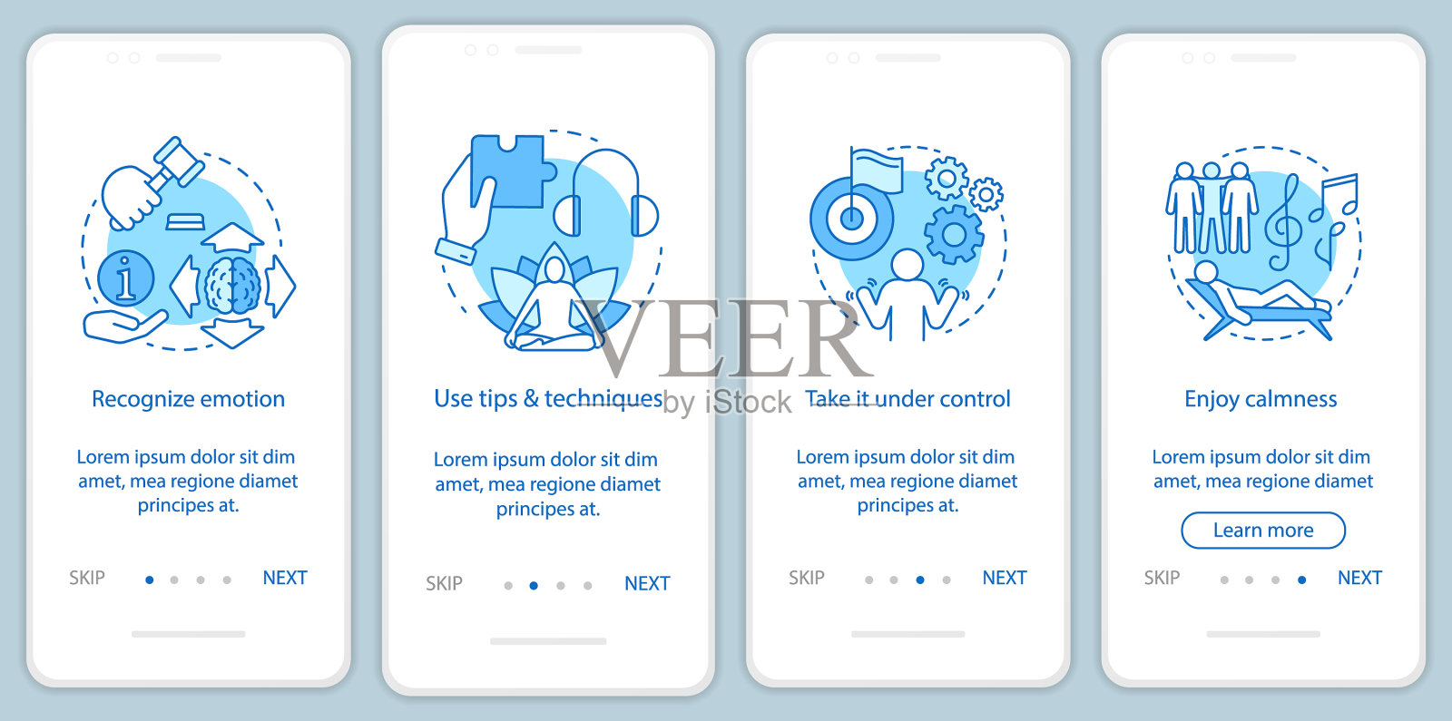 情绪管理登陆手机应用页面设计模板素材
