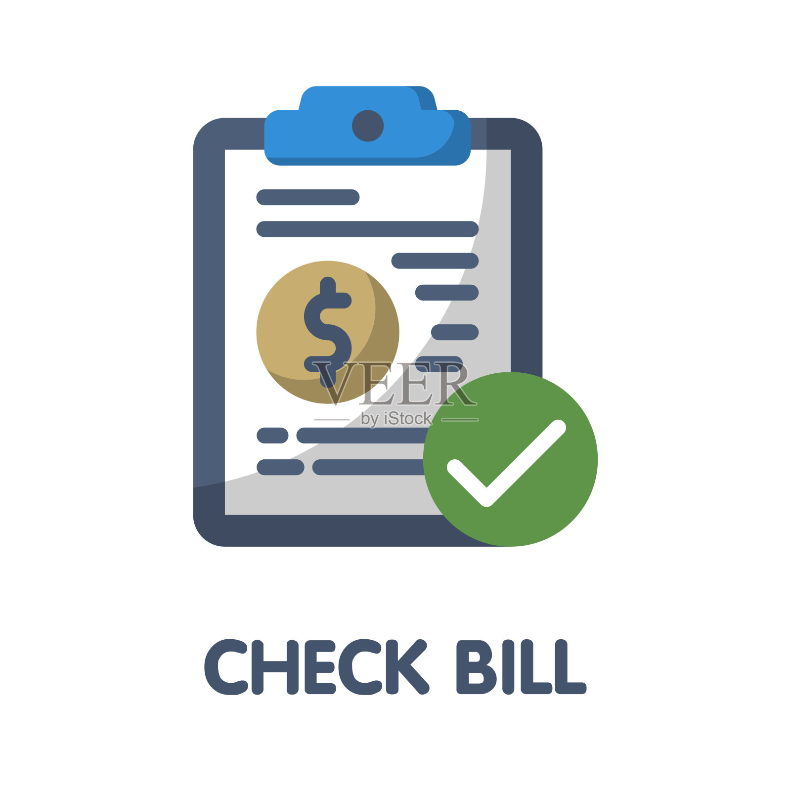 图标检查帐单平面风格图标设计插图上的白色背景插画图片素材