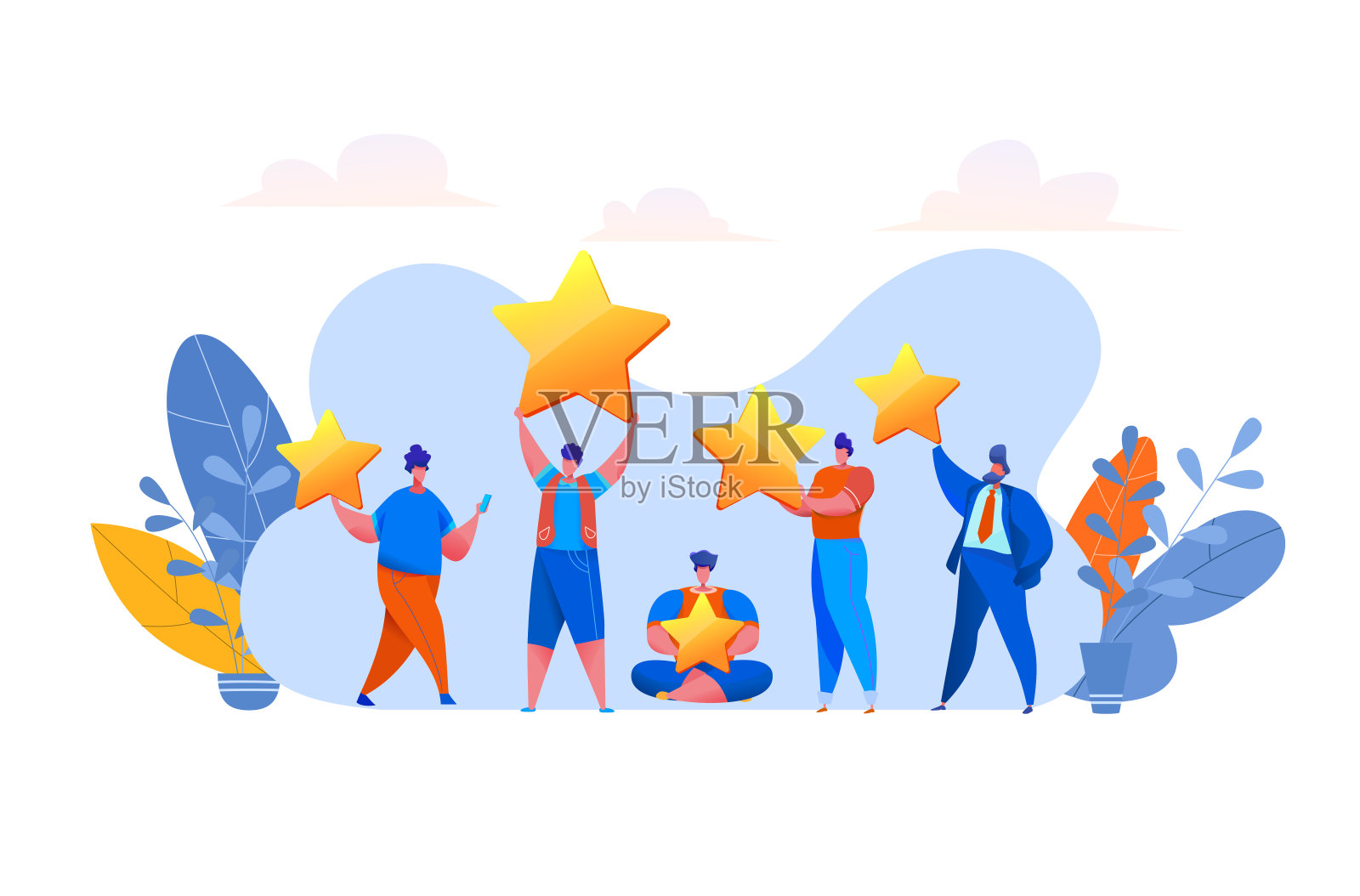 向量客户反馈，人们的星级评级插画图片素材