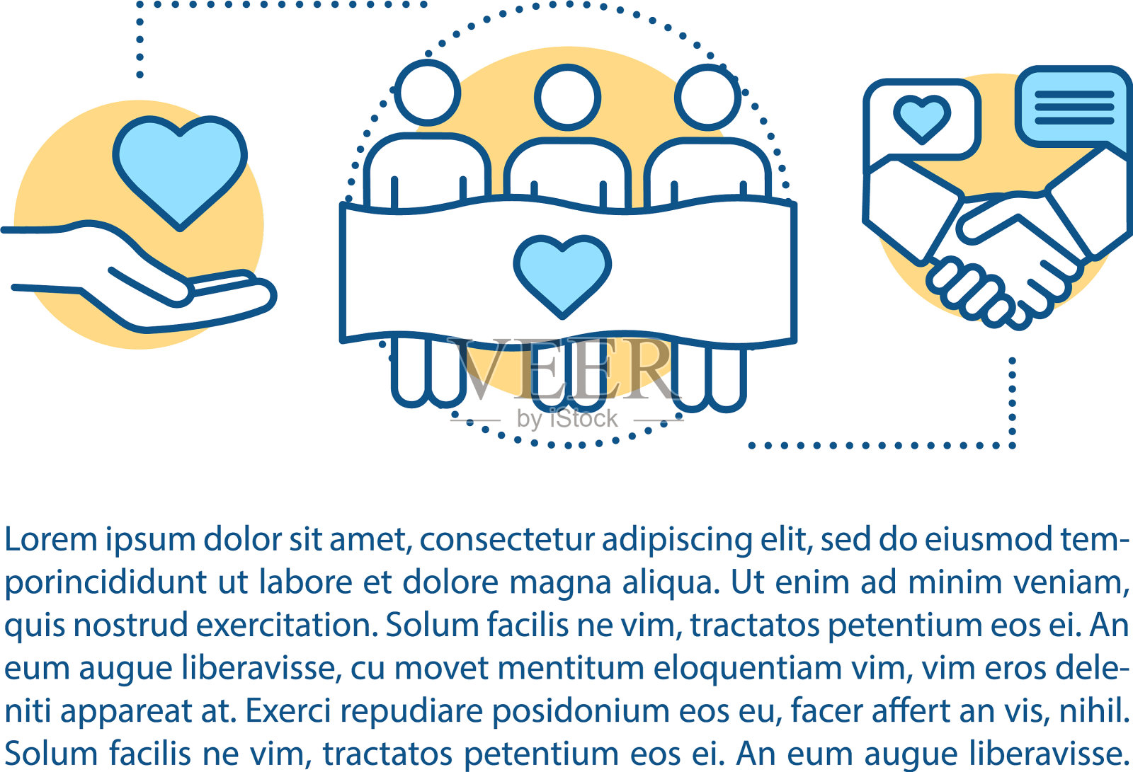 志愿服务概念的线性设计模板素材