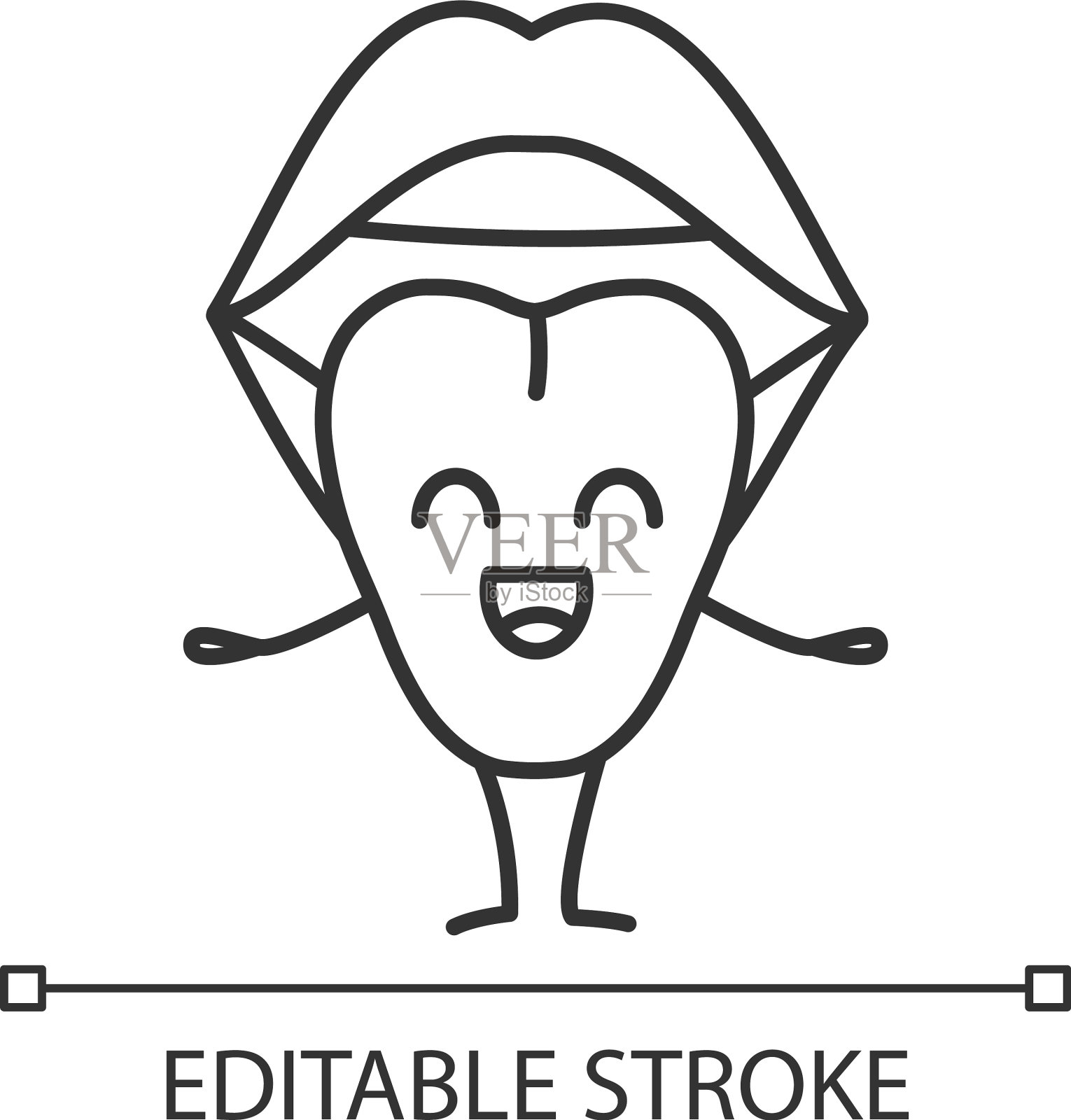 微笑舌表情线性图标插画图片素材