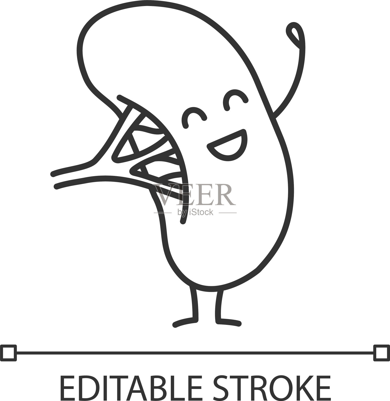 快乐人类脾脏表情线性图标插画图片素材